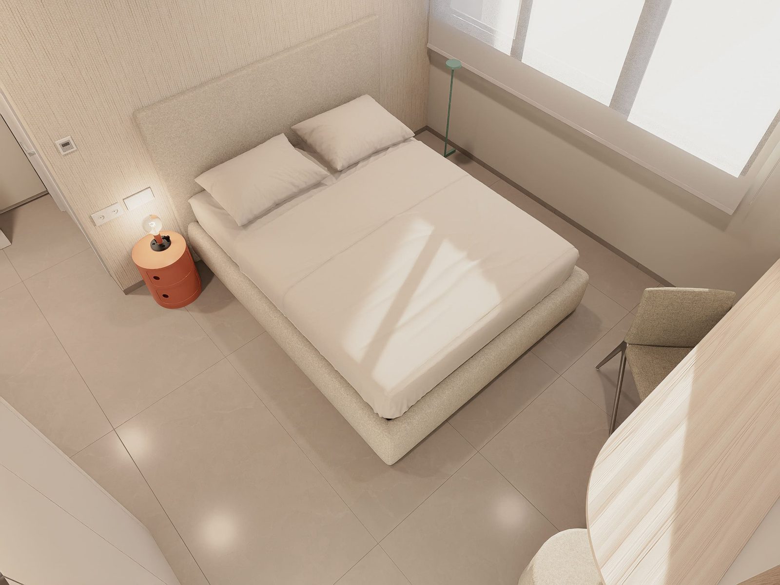 A stylish bedroom with a large bed and modern furnishings in a 5-bedroom villa in Altea - The Estates