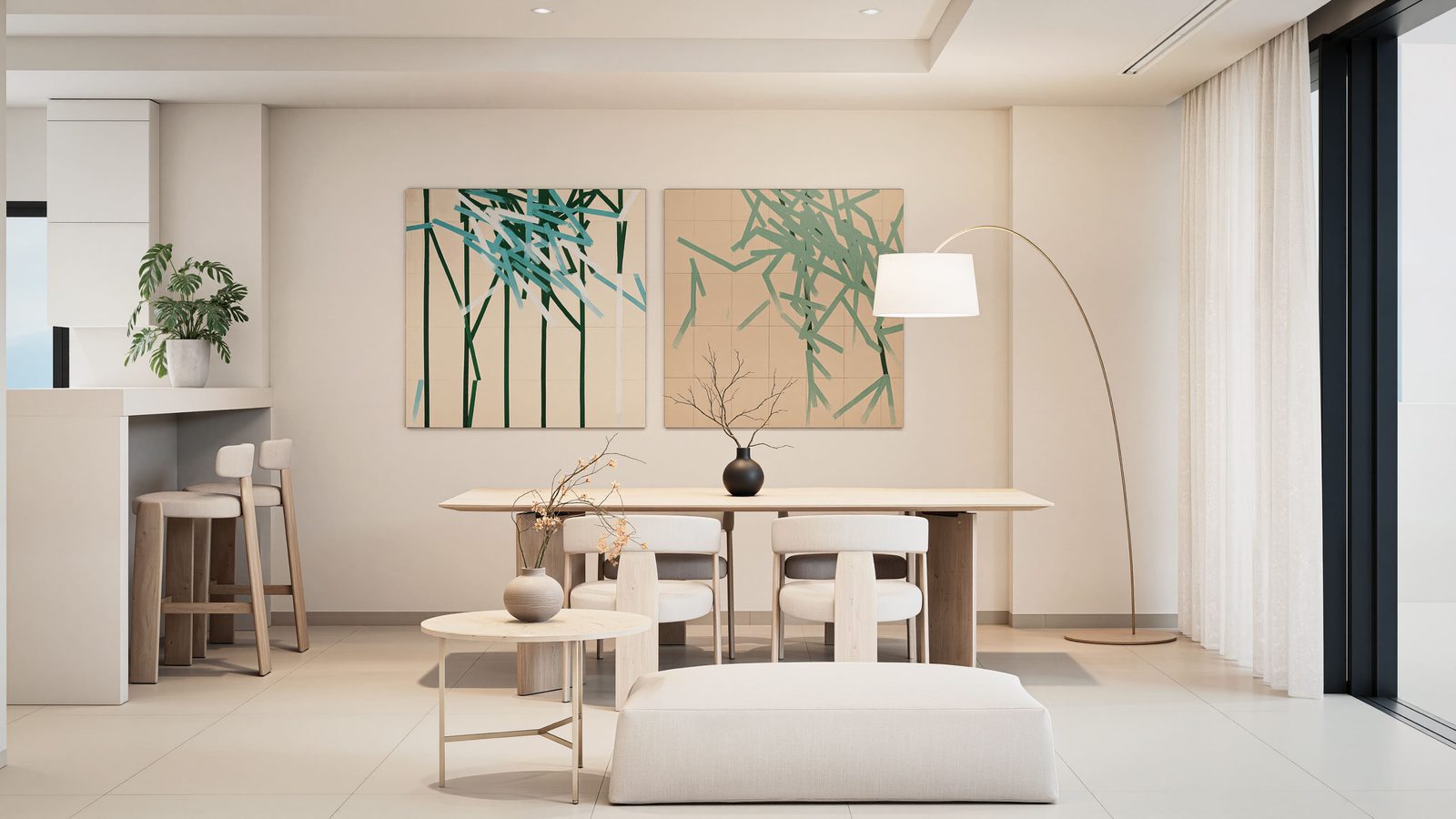 Stylish dining area with modern decor in a 5-bedroom villa in Altea - The Estates