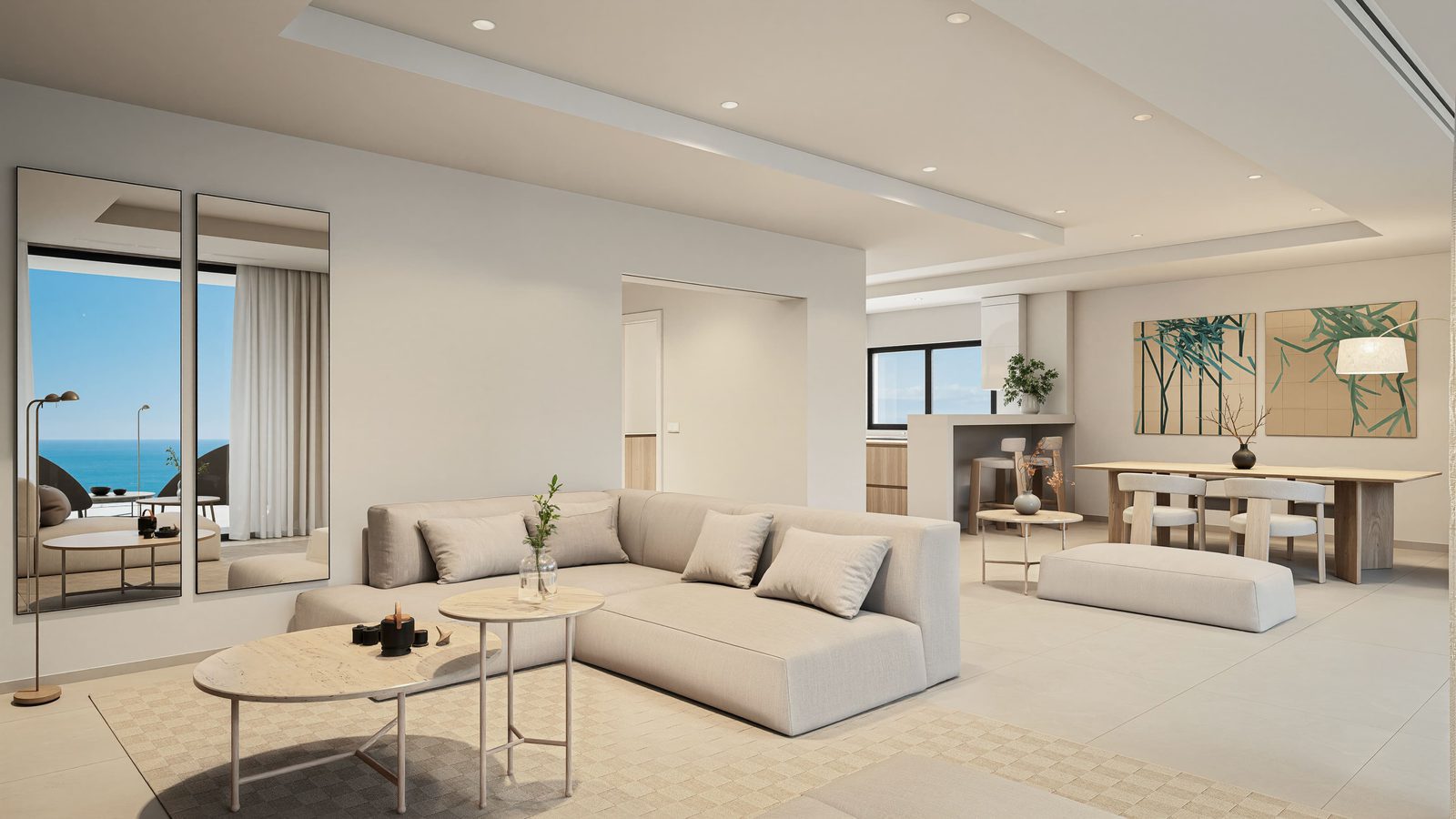 Stylish living room with sea views inside a 5-bedroom villa in Altea - The Estates