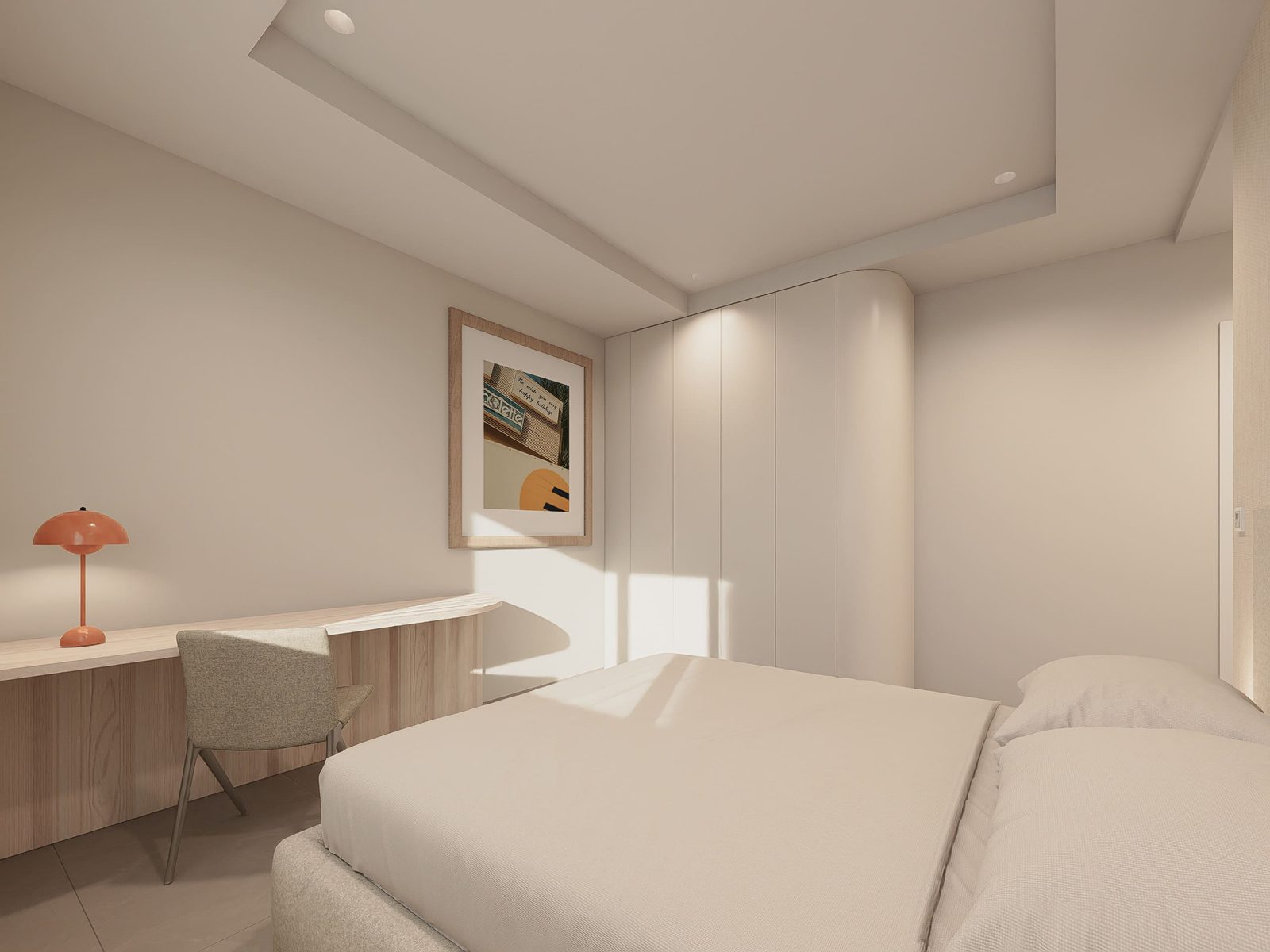 Stylish bedroom interior with a desk and artwork in a 5-bedroom villa in Altea - The Estates