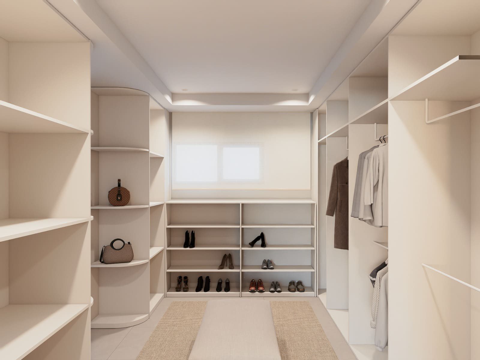 A spacious walk-in wardrobe with shelving and hanging space in a 5-bedroom villa in Altea - The Estates