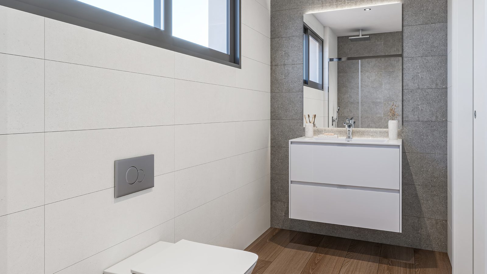 A modern bathroom interior of a 3-bedroom bungalow in Torrevieja - The Estates