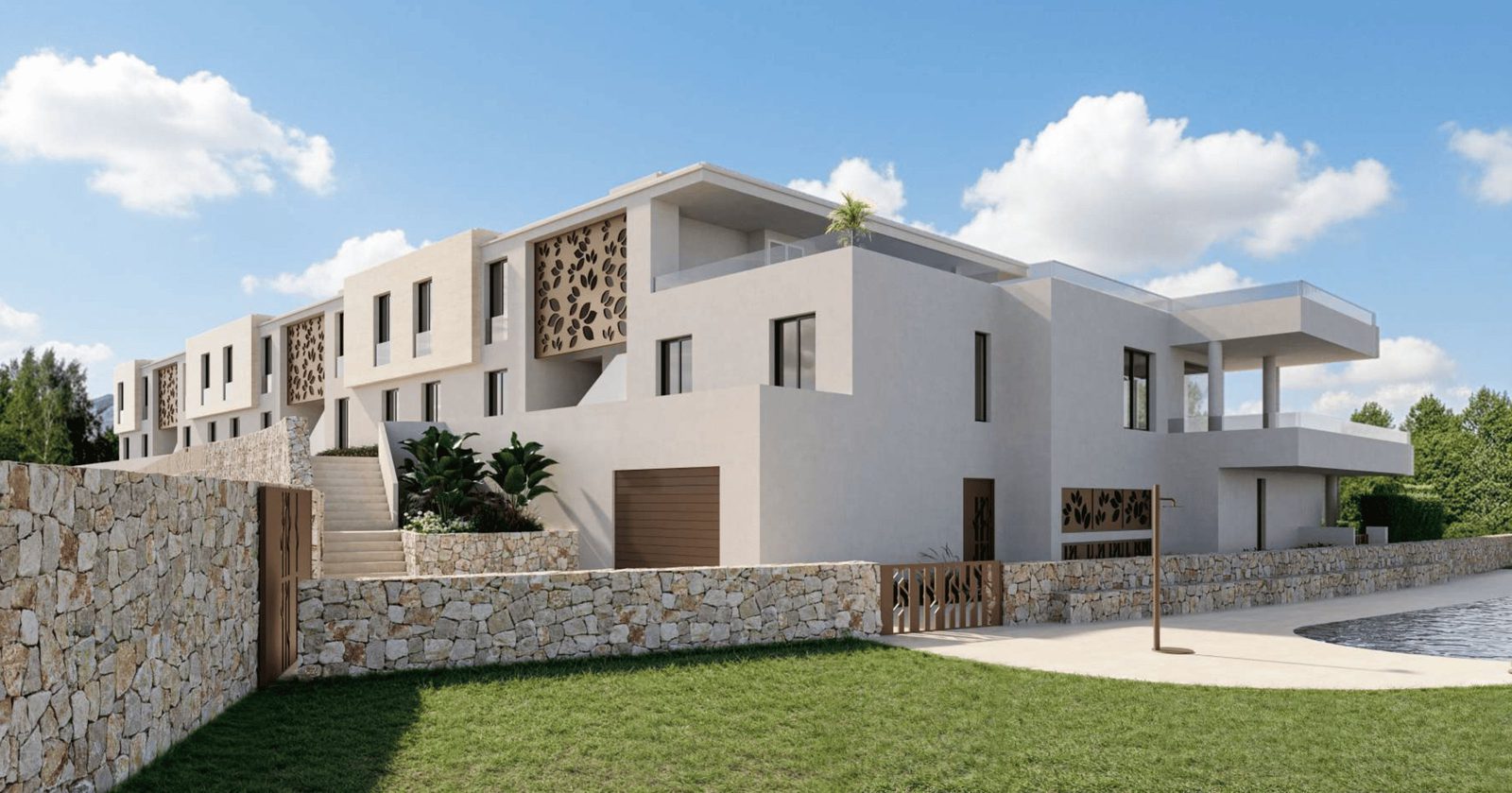 A modern apartment building with mountain, golf, and countryside views - The Estates