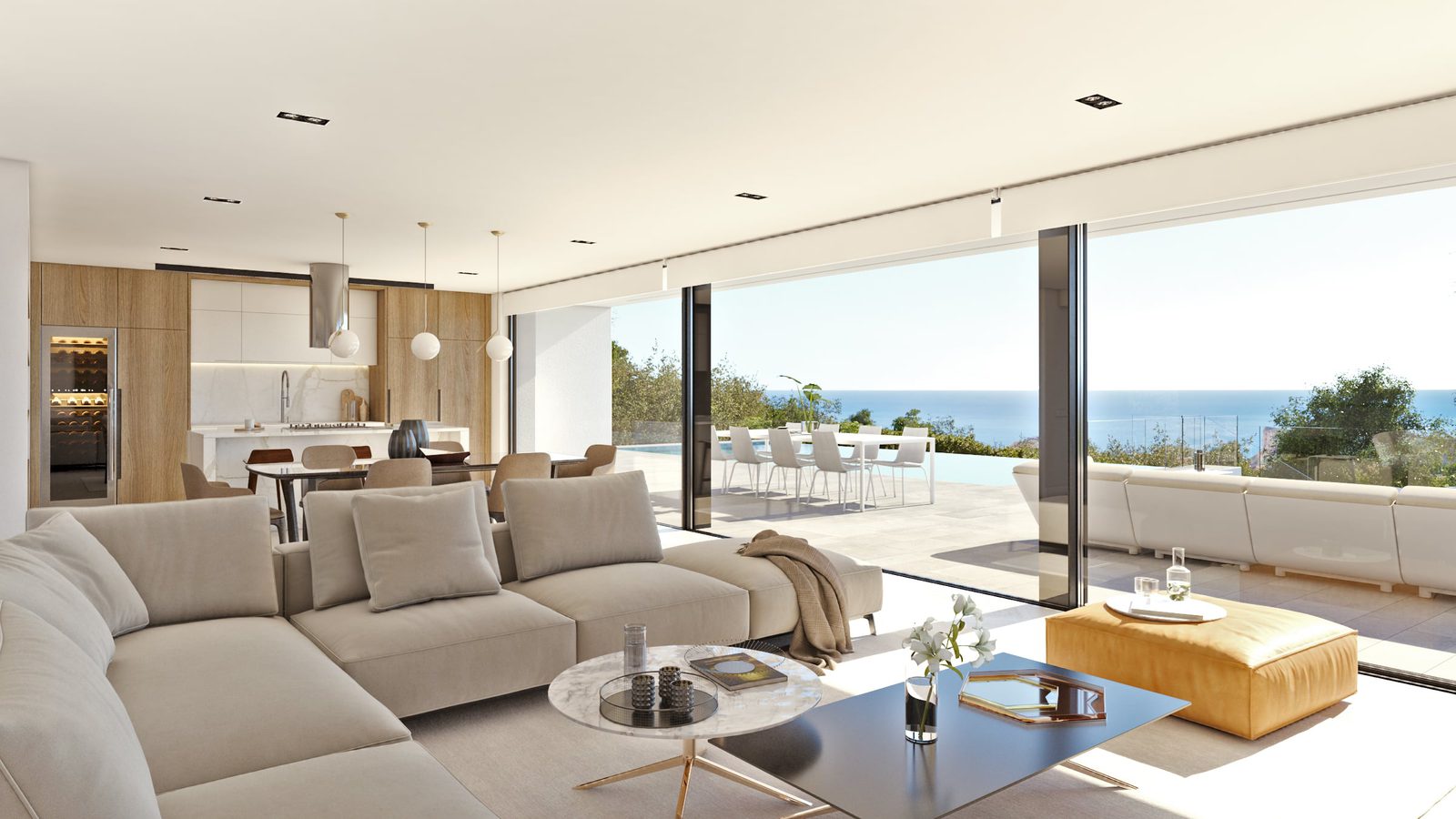 Bright living area with sea views in a 4-bedroom villa in Benitachell - The Estates