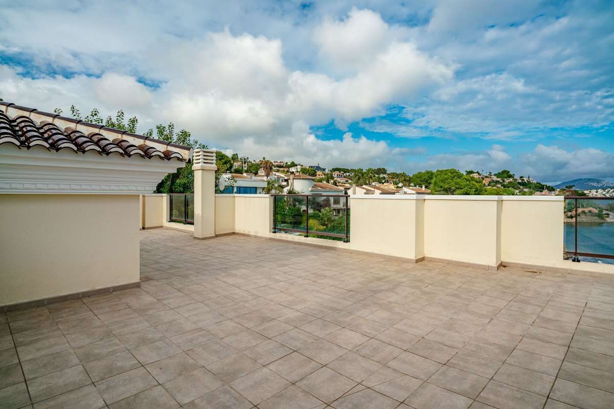 A terrace with panoramic sea views of a 6-bedroom villa in Calpe - The Estates