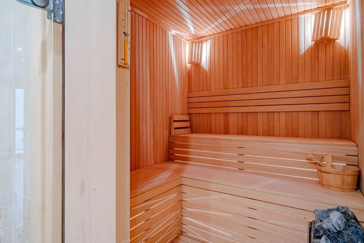 A luxurious sauna interior of a 6-bedroom villa in Calpe - The Estates