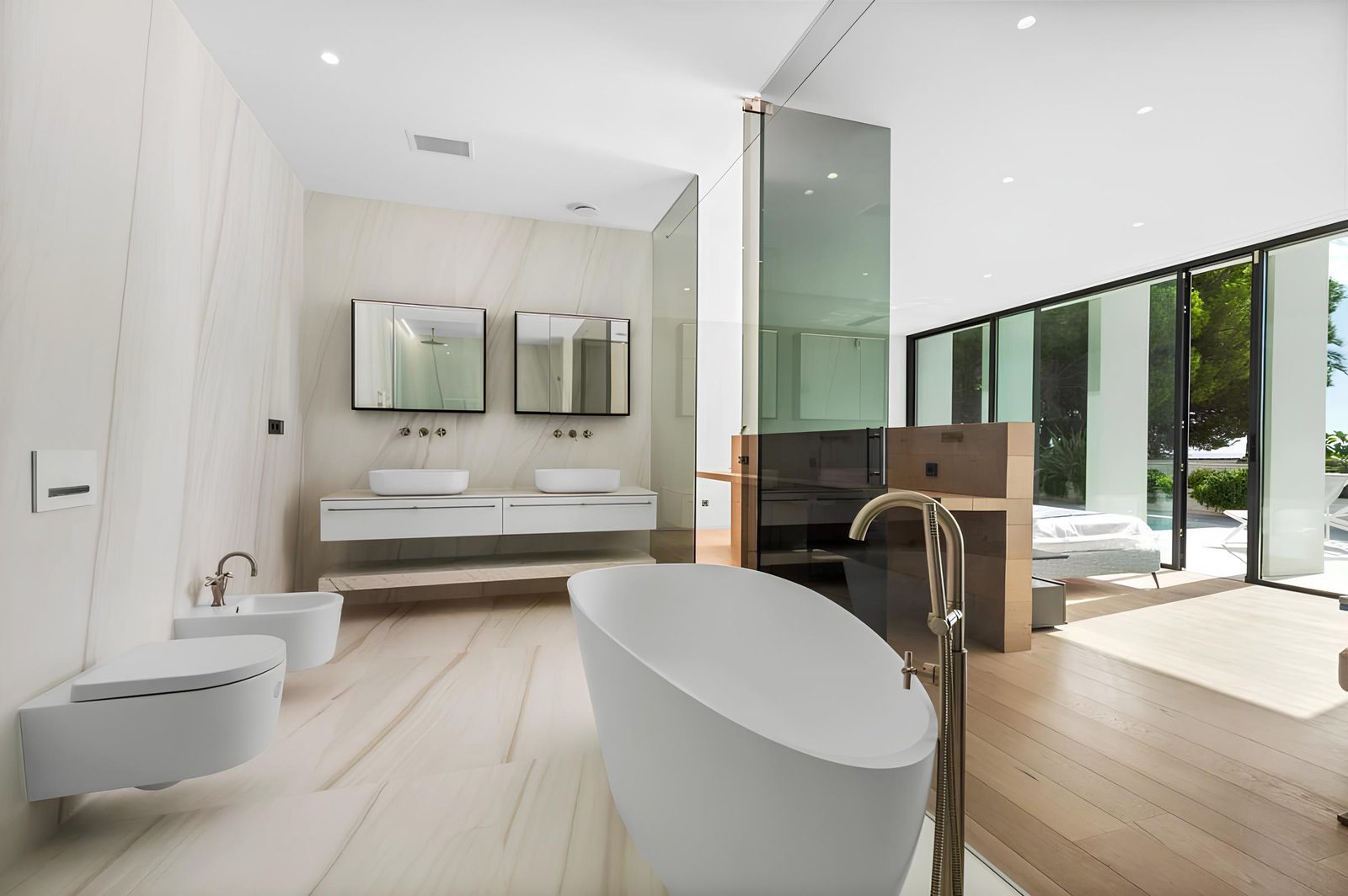 Luxurious bathroom with a freestanding tub and modern fixtures in a 7-bedroom villa in Altea - The Estates