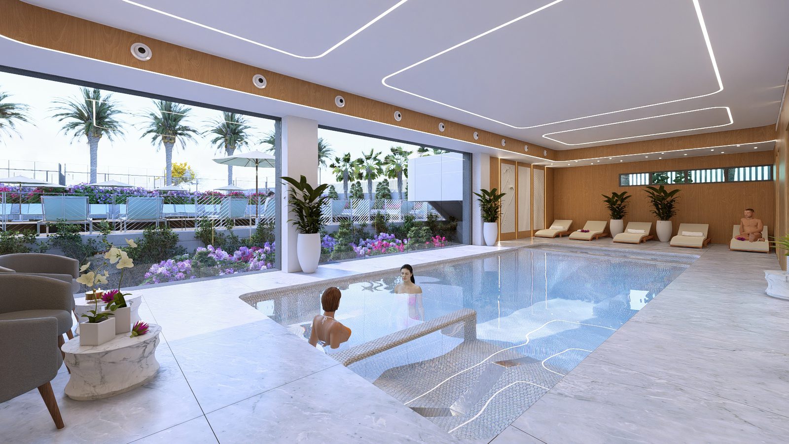 A luxurious pool area within a 3-bedroom apartment in Torrevieja - The Estates