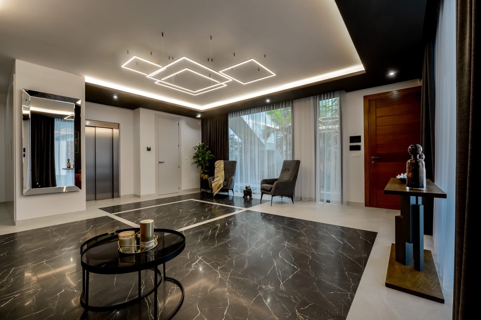 Stylish interior with modern lighting and elegant furnishings in a 7-bedroom villa in Finestrat - The Estates
