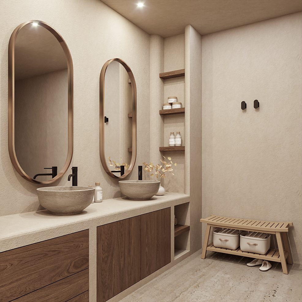 Stylish bathroom design in a 4-bedroom villa with sea, mountain, and city views in Altea - The Estates