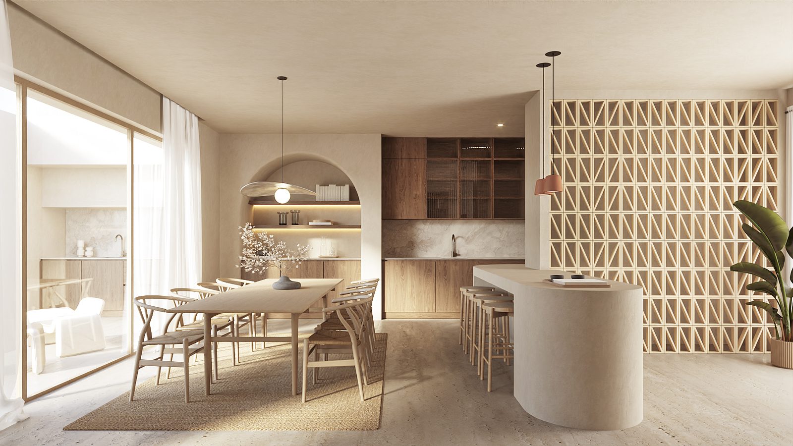 Stylish dining area and kitchen in a 4-bedroom villa with sea and mountain views in Altea - The Estates