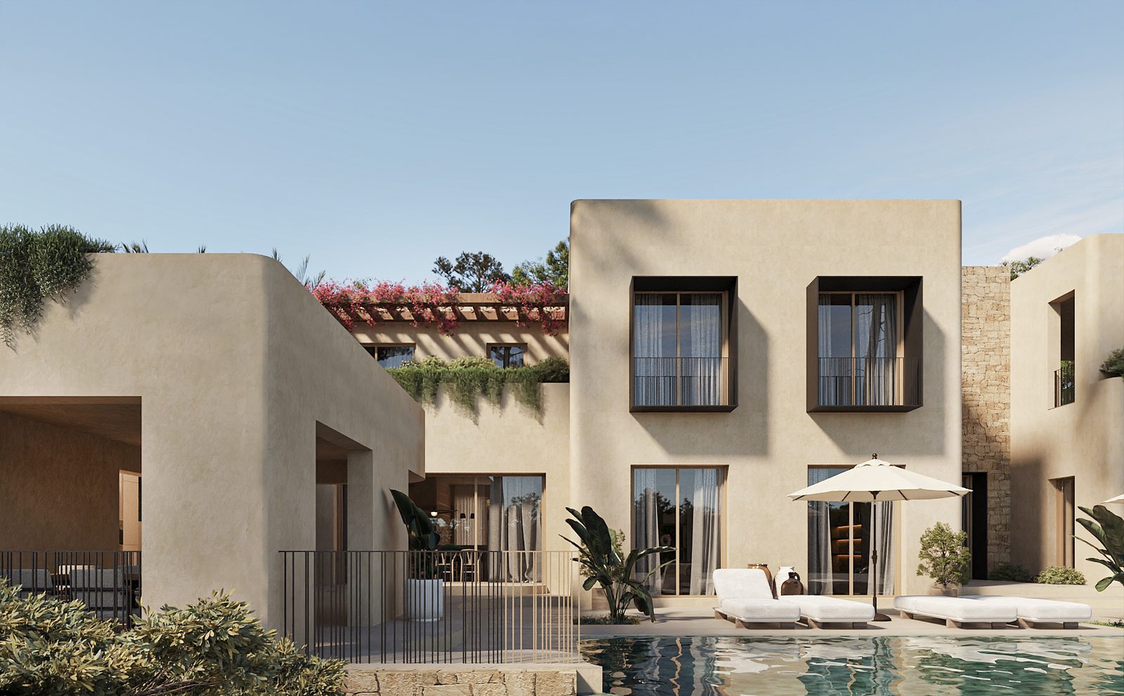 A modern villa with a pool and lush greenery in Altea Hills - The Estates