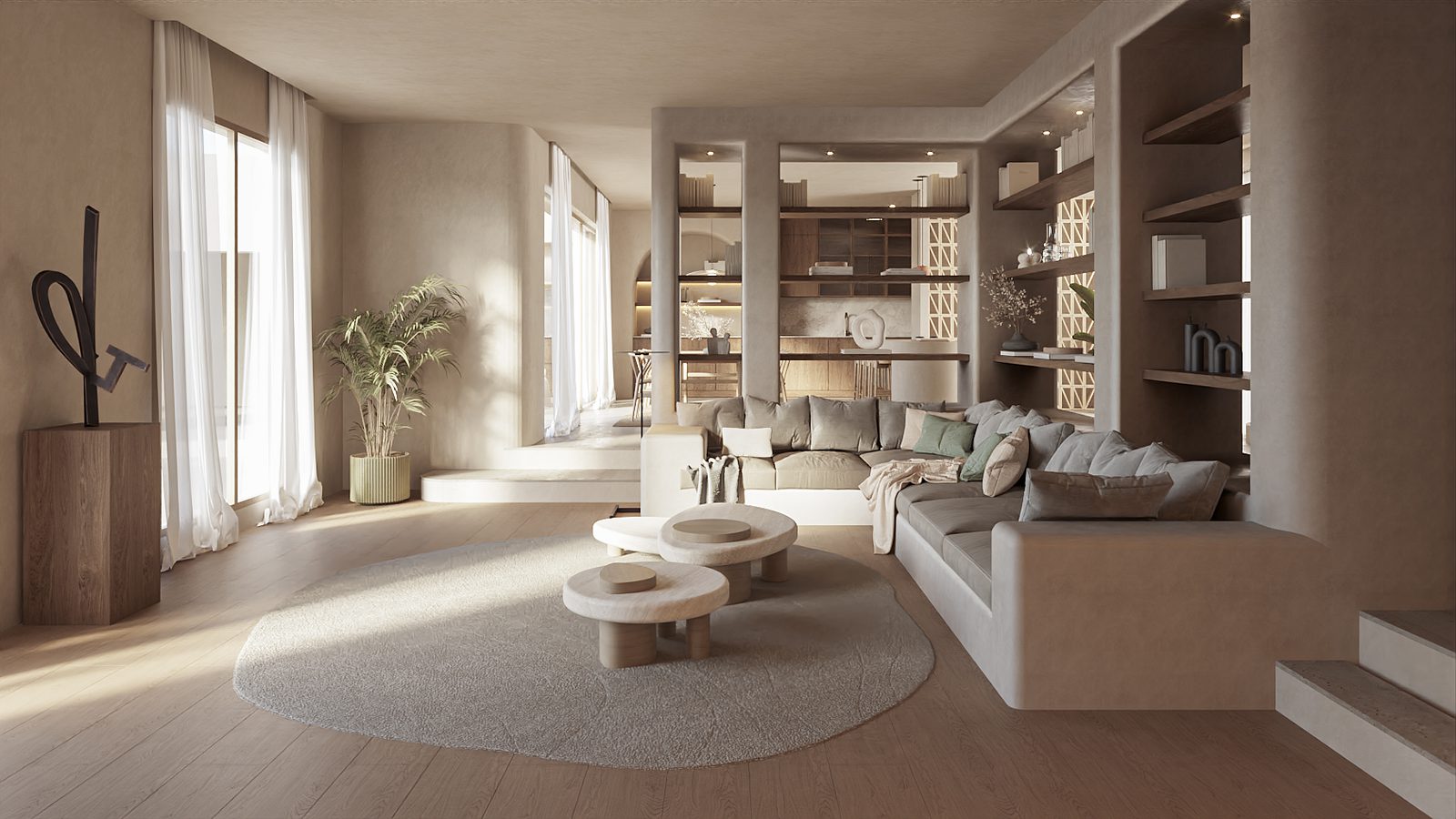 A stylish living room with modern decor in a 4-bedroom villa in Altea - The Estates