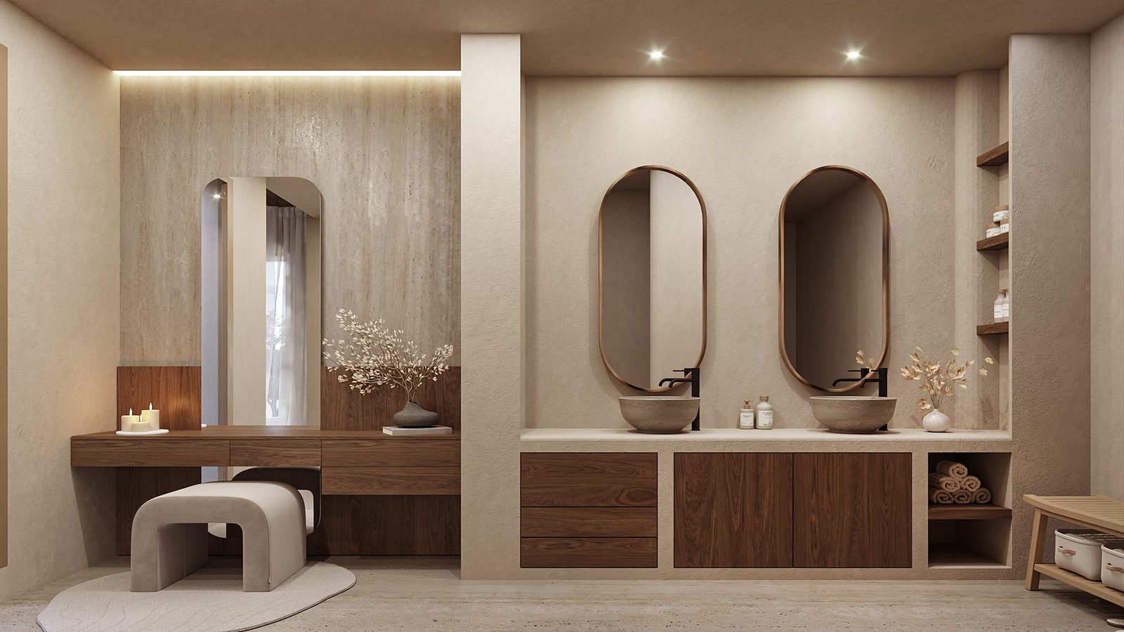 Stylish bathroom design in a 4-bedroom villa with wood and stone accents in Altea - The Estates