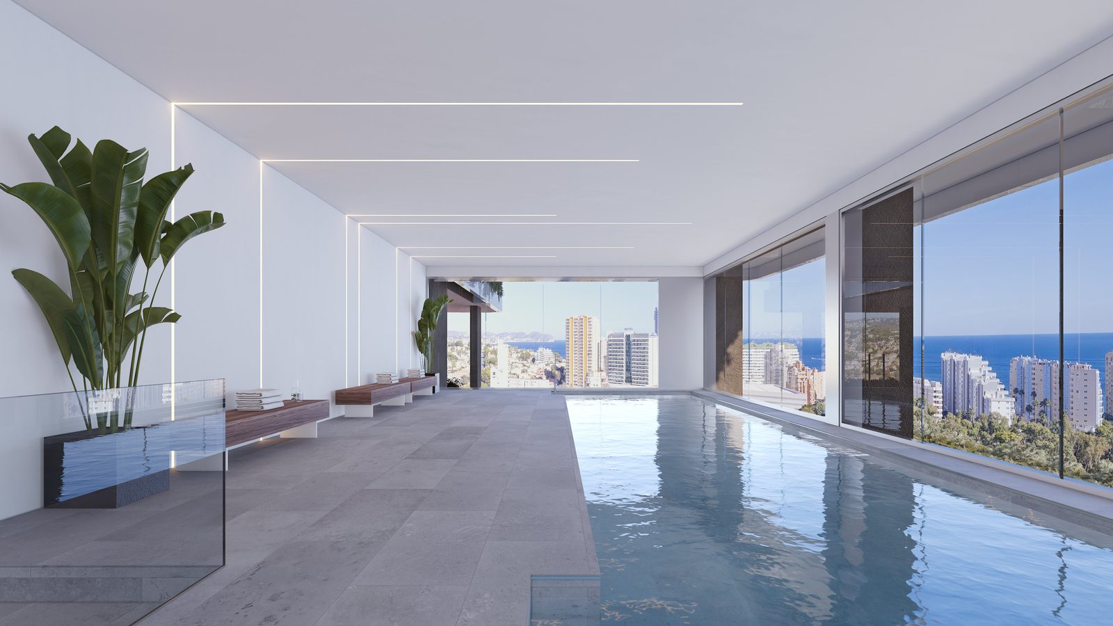 Stylish interior with a pool and stunning sea views of a 3-bedroom apartment in Calpe - The Estates