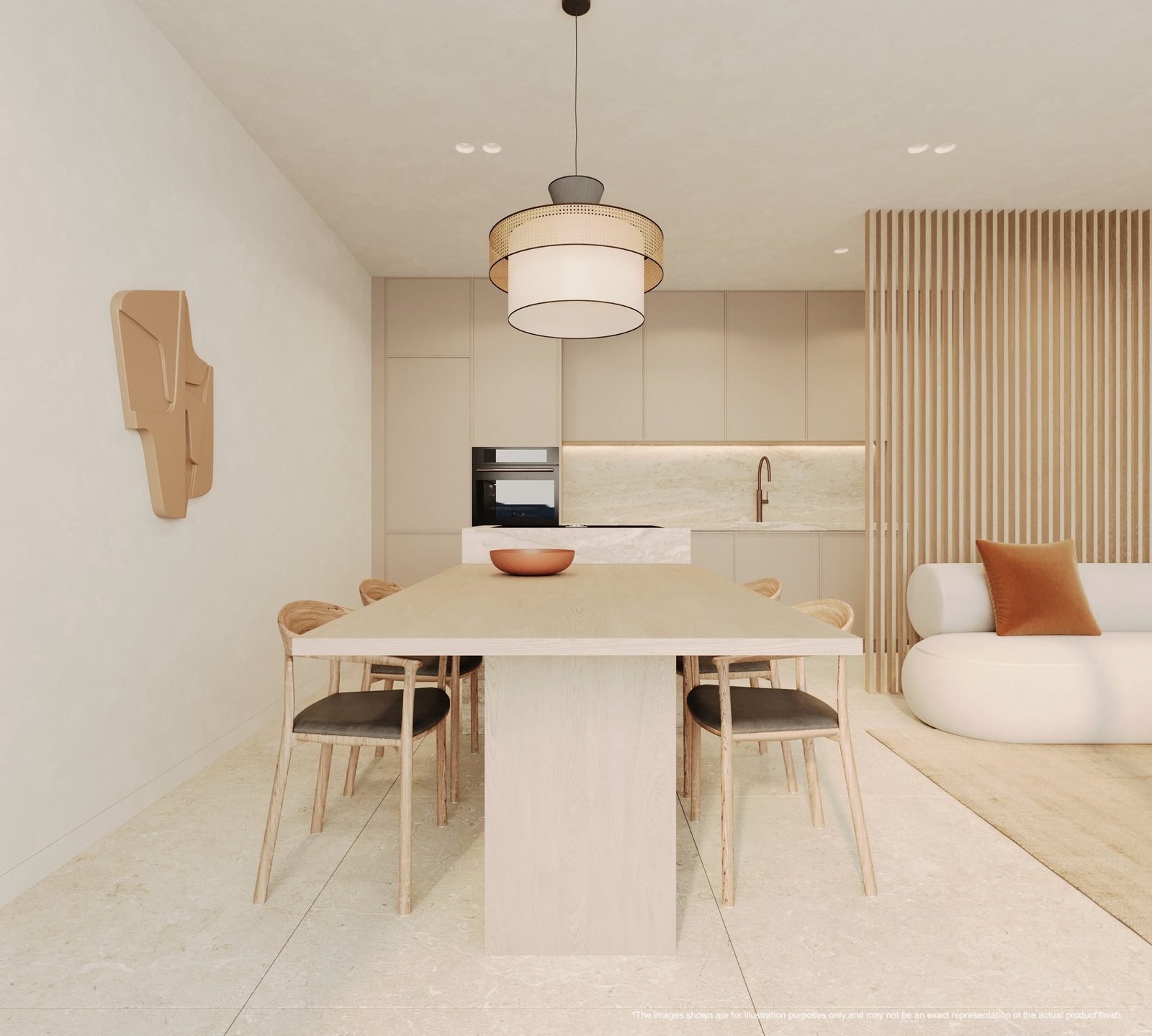 Contemporary open-plan kitchen, dining area and living space of a 2-bedroom apartment in Portixol - The Estates