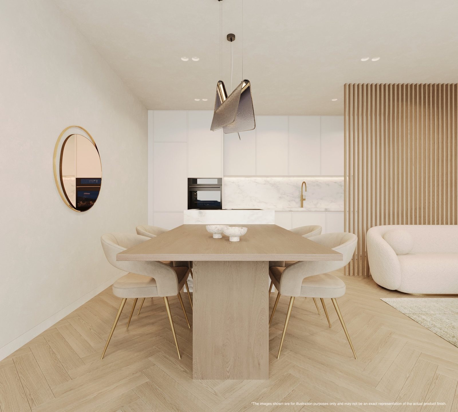 Contemporary open-plan kitchen and dining area in a 2-bedroom apartment in Portixol - The Estates