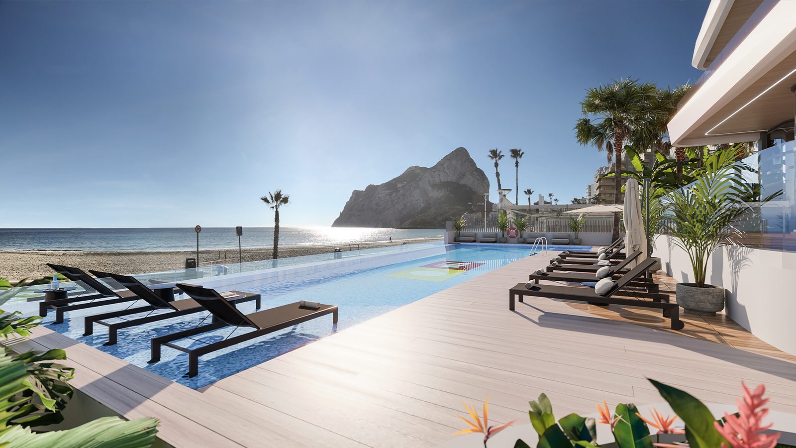 Panoramic sea views from a 3-bedroom apartment in Calpe, featuring a pool and beach access - The Estates