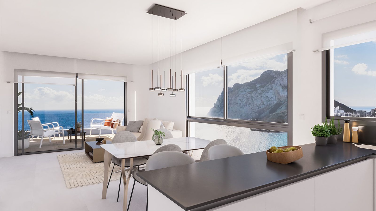Stylish living and panoramic sea views inside a 3-bedroom apartment in Calpe - The Estates