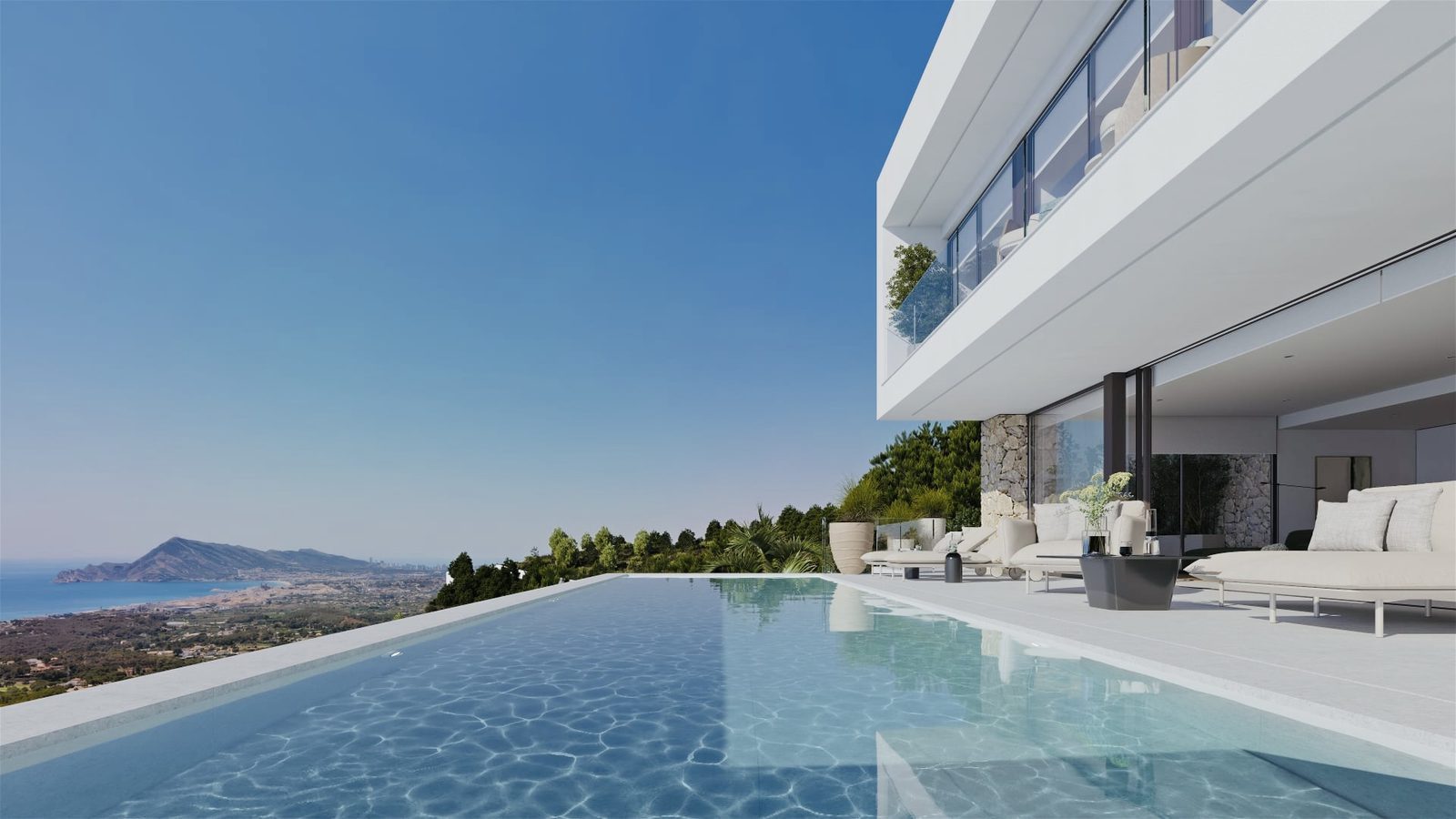 Infinity pool and terrace with panoramic sea views of a 4-bedroom villa in Altea - The Estates