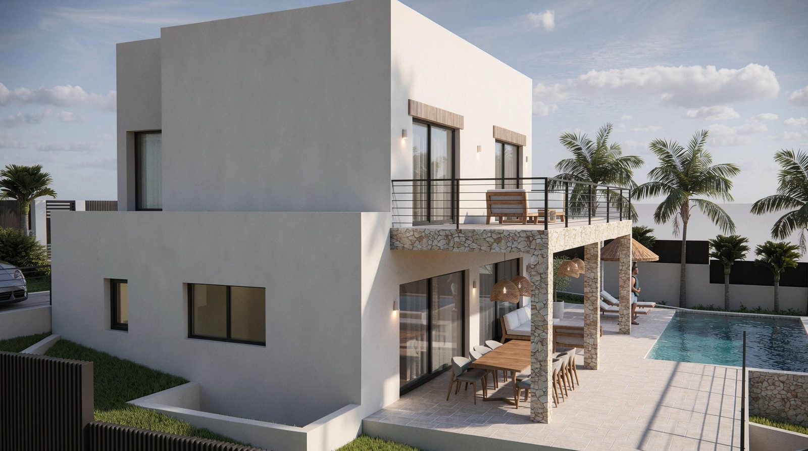 Modern exterior of a 5-bedroom villa with a pool and terrace in Jávea / Xàbia - The Estates