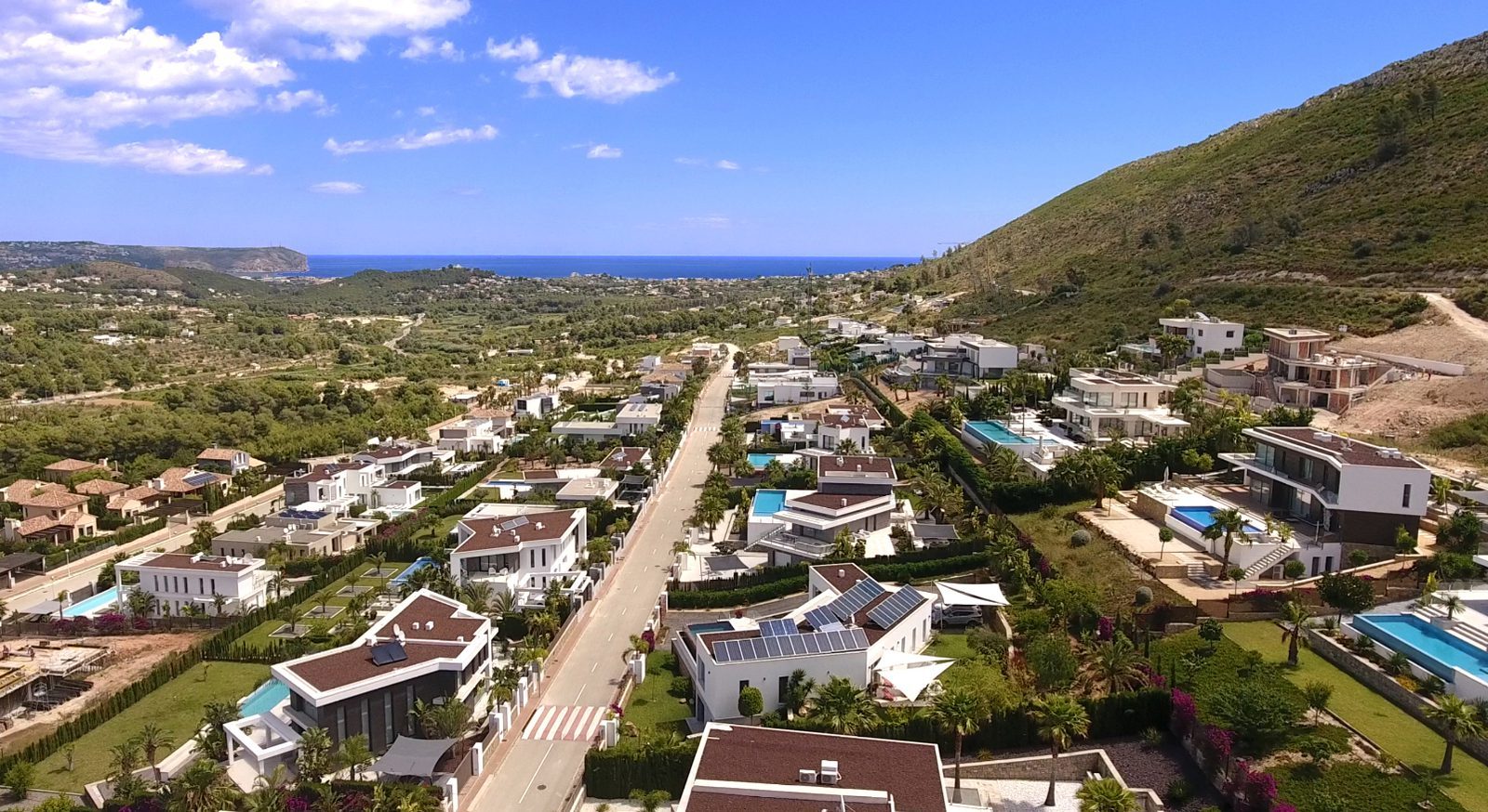 Aerial sea, mountain and countryside views from a 4-bedroom villa in Já
