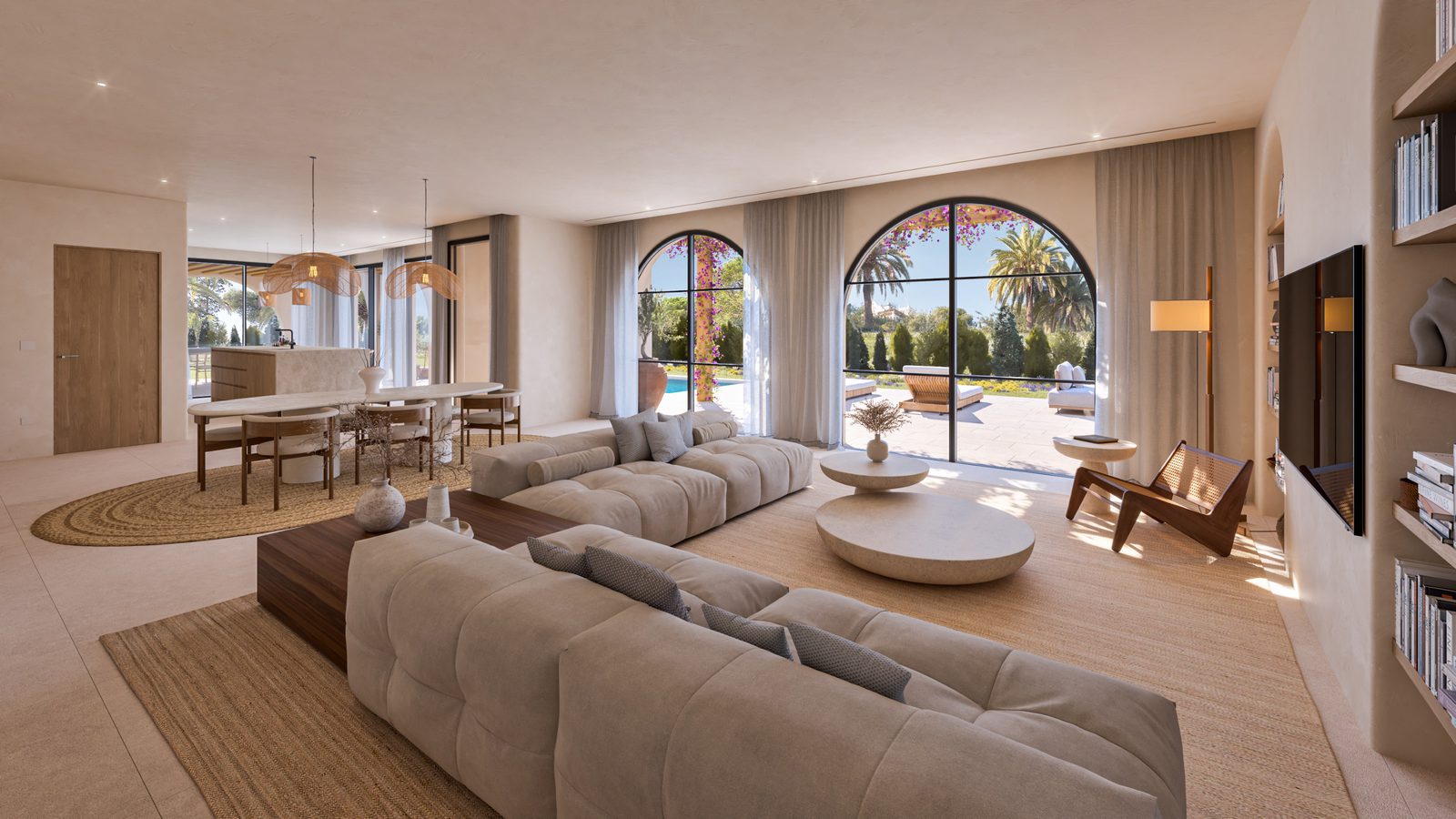 Stylish living room with garden views in a 4-bedroom villa in Moraira - The Estates