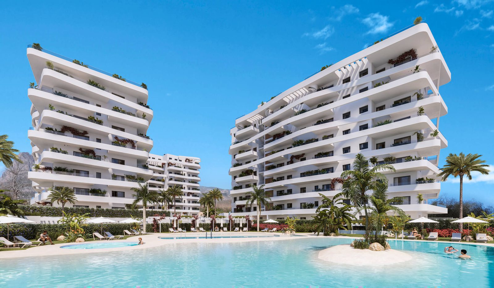 Exterior view of a 2-bedroom apartment with sea views in Villajoyosa - The Estates