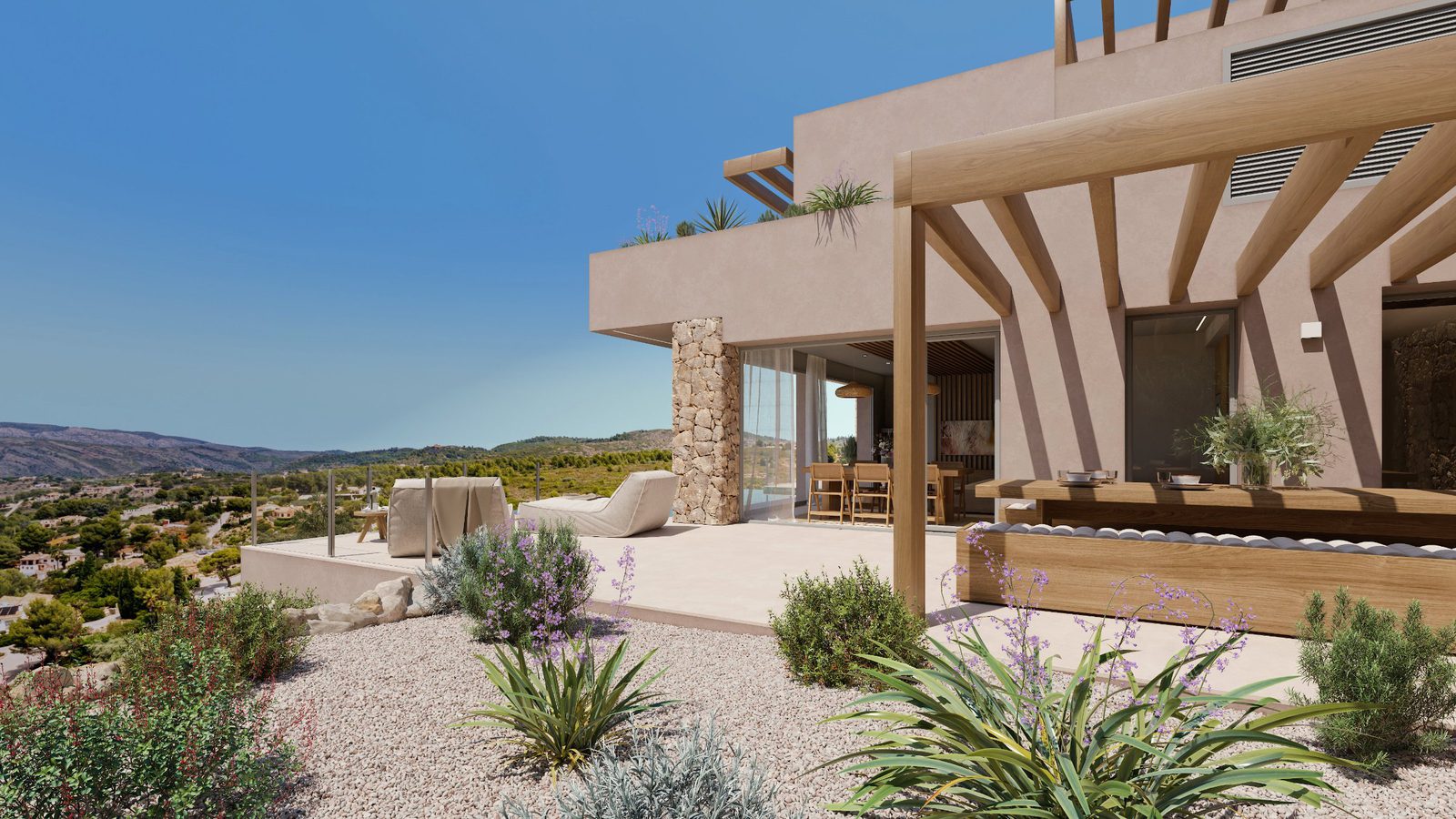 Exterior view of a 3-bedroom villa in Lliber with mountain and countryside views - The Estates