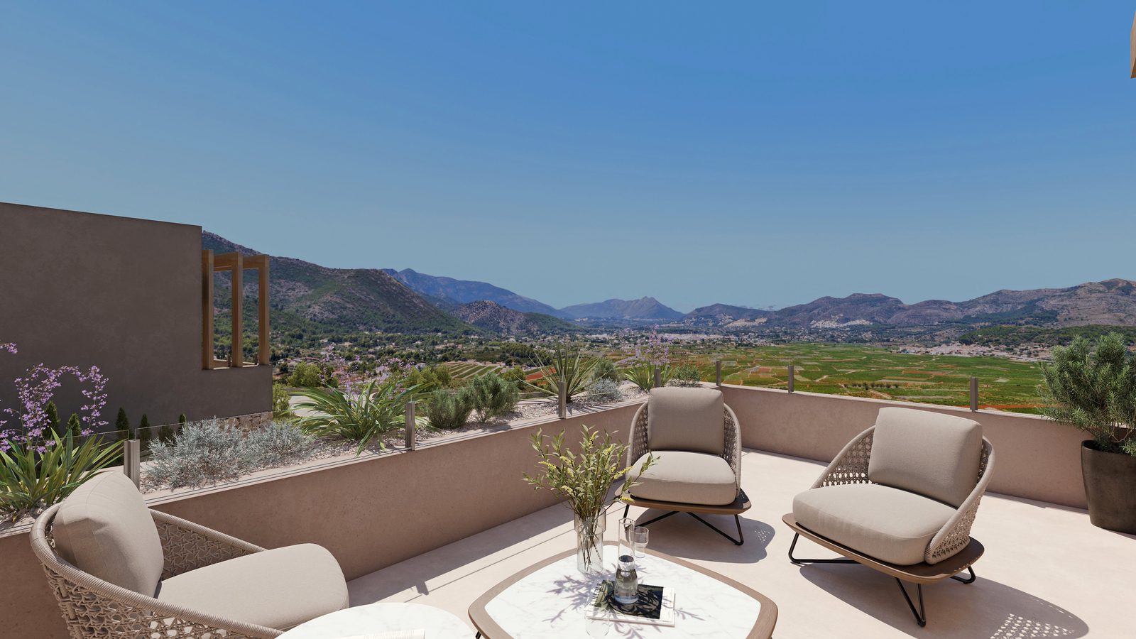 Stunning mountain and countryside views from the terrace of a 3-bedroom villa in Lliber - The Estates