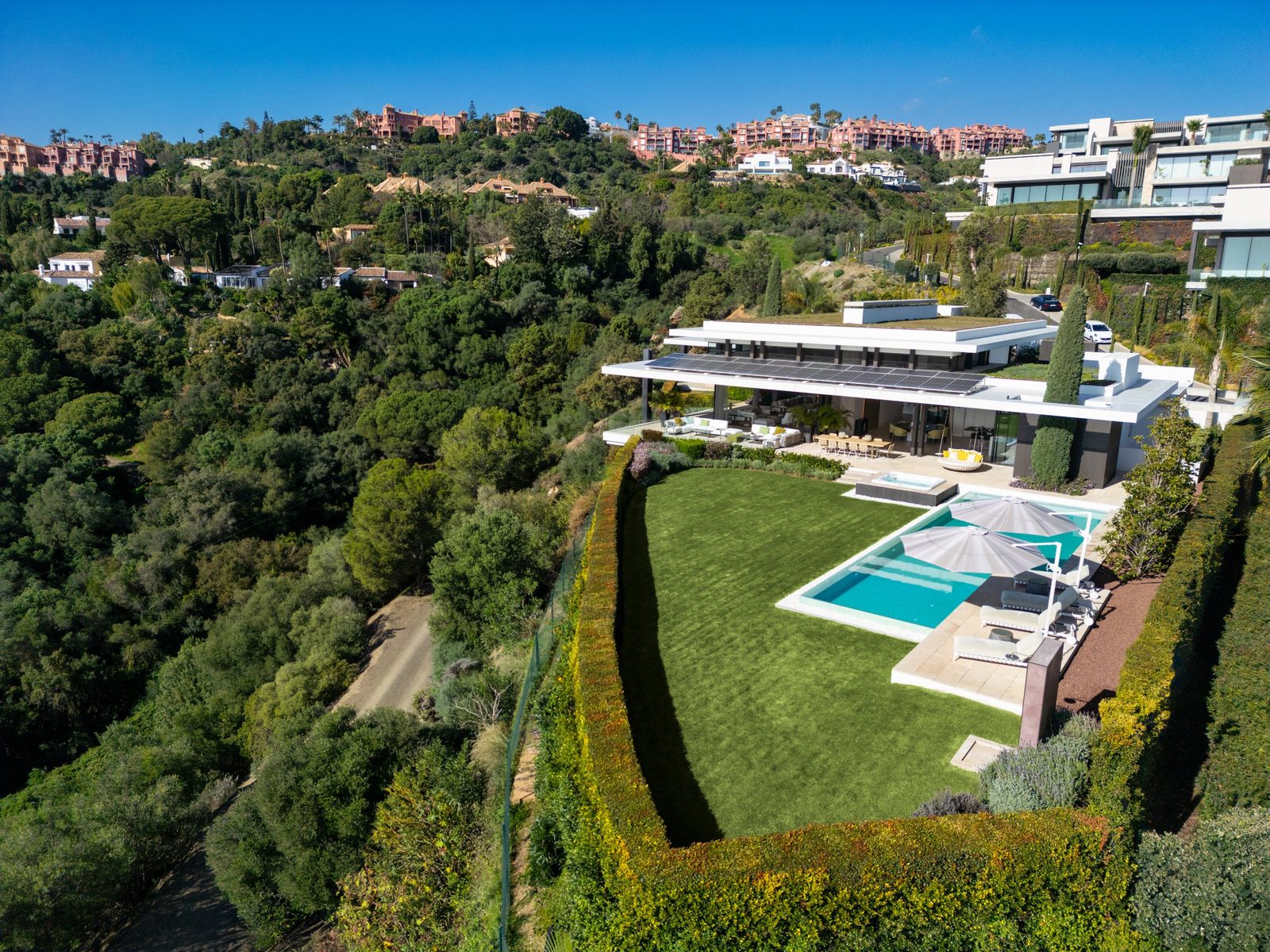Aerial view of a modern