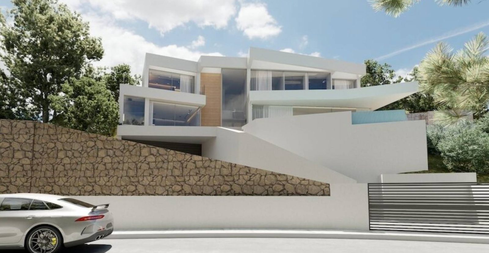 Modern white exterior of a