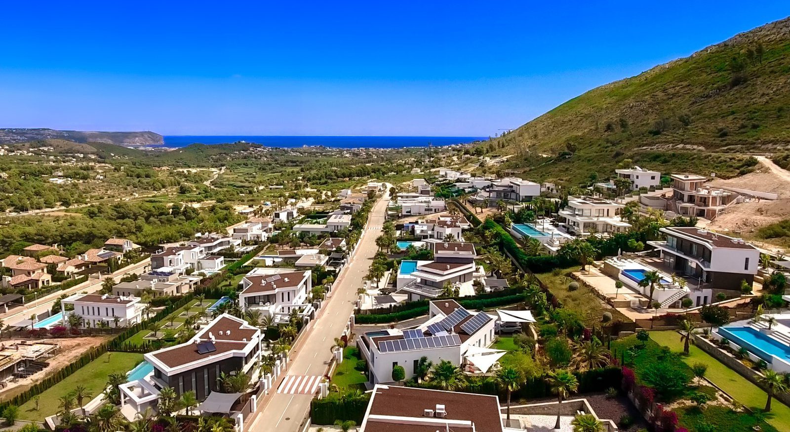 Aerial view of Monte Olimpo villas with sea, mountain and countryside views, Jávea - The Estates
