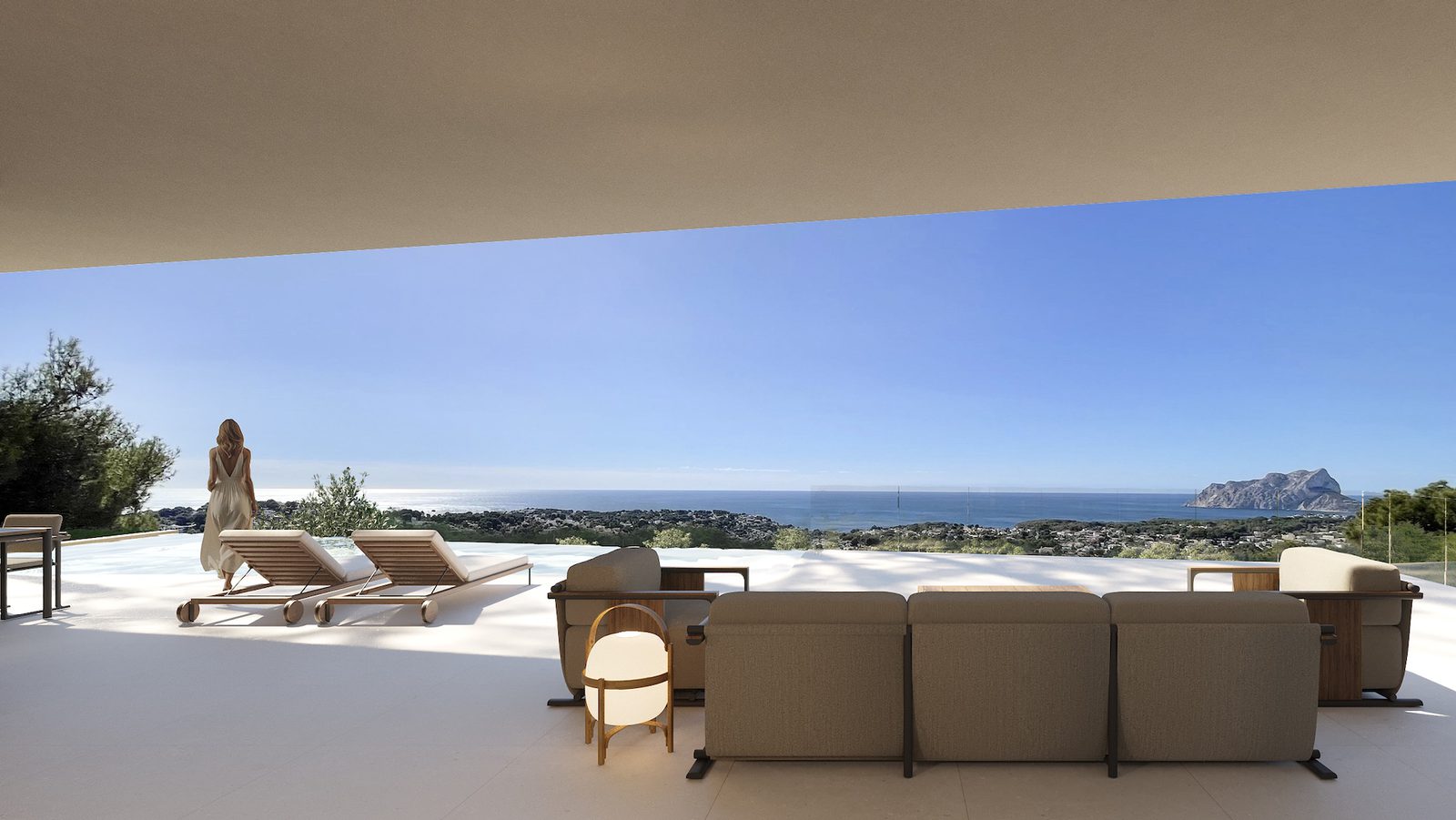 Outdoor lounge area with sea views of a 4-bedroom villa in Benissa - The Estates
