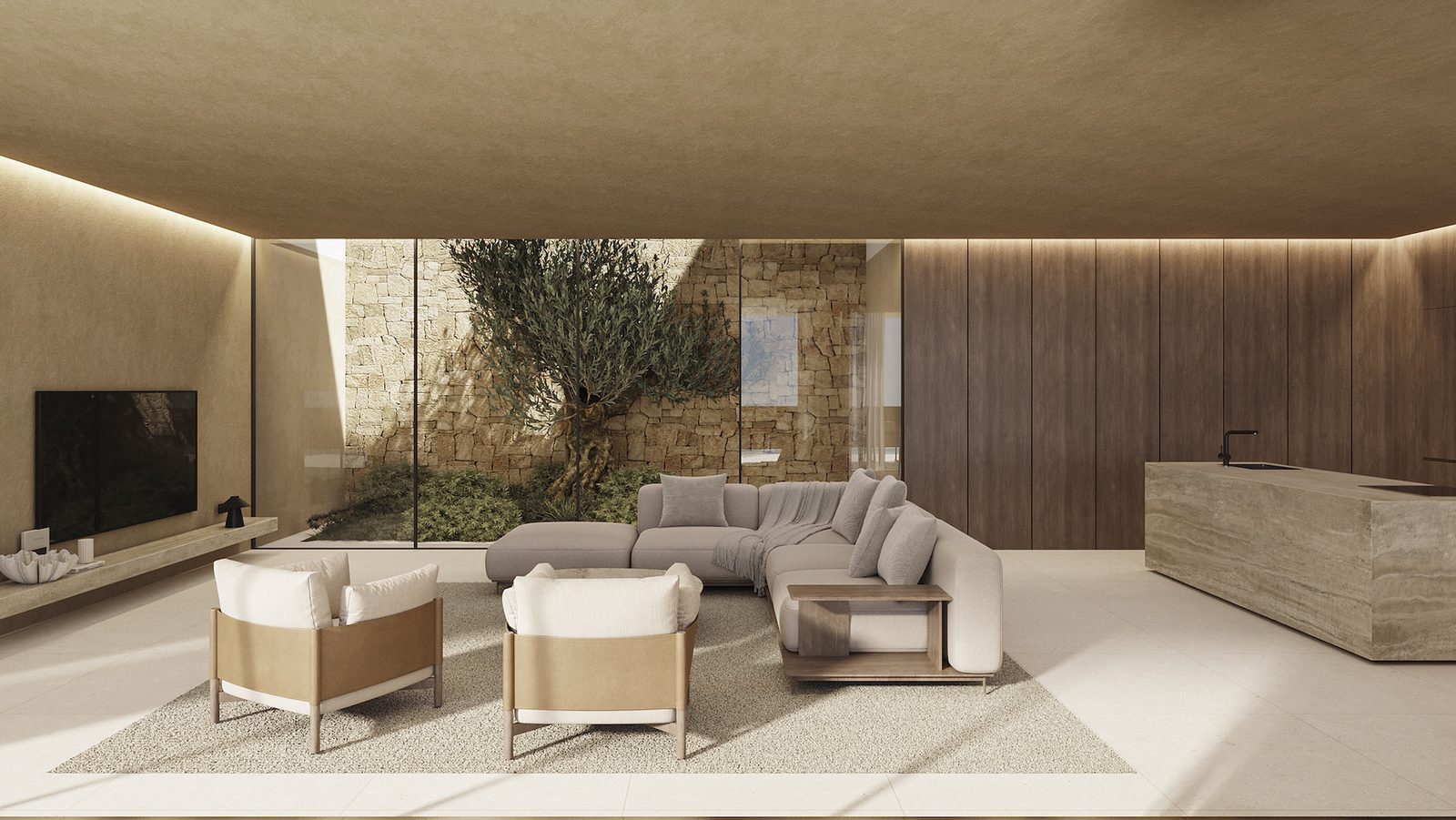 Stylish living room with views of greenery in a 4-bedroom villa in Benissa - The Estates