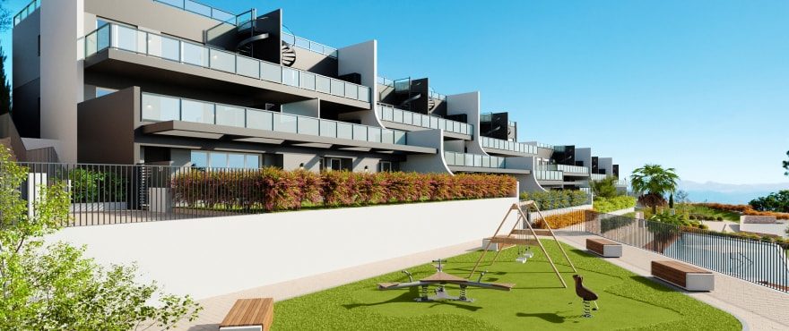Modern terraced villa apartments with landscaped gardens and children's play area in Finestrat - The Estates