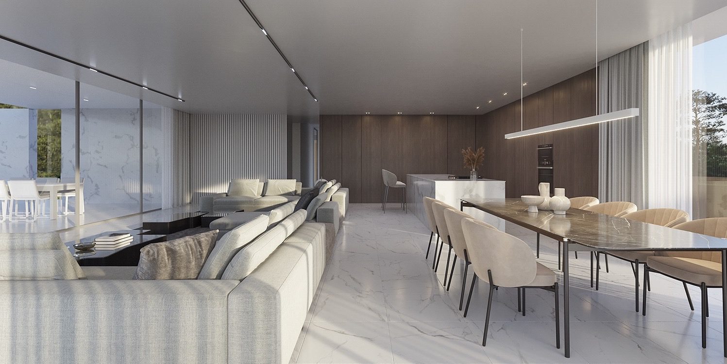 Stylish living and dining area of a 5-bedroom villa in Moraira - The Estates