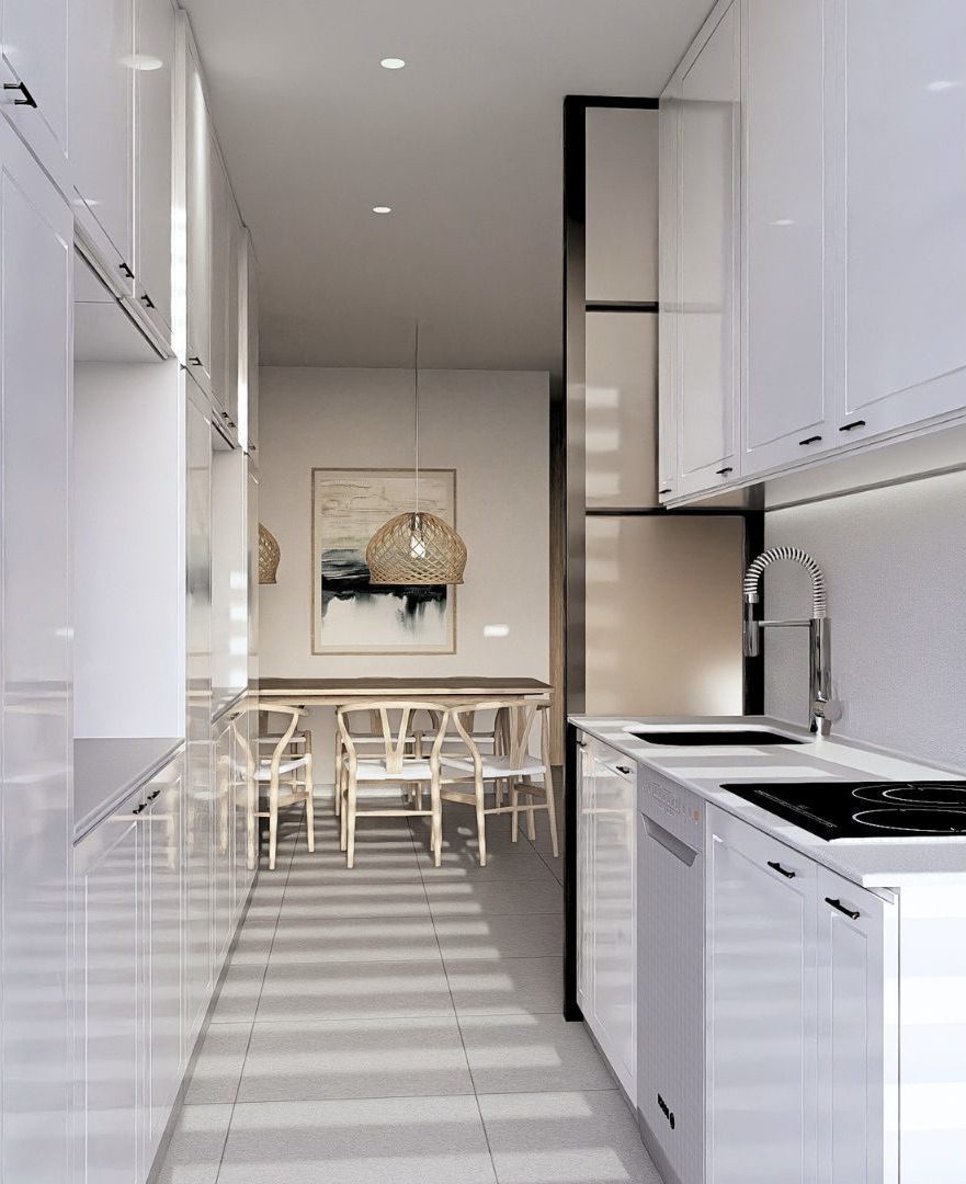 Modern kitchen with dining area in a 2-bedroom apartment in Jávea - The Estates