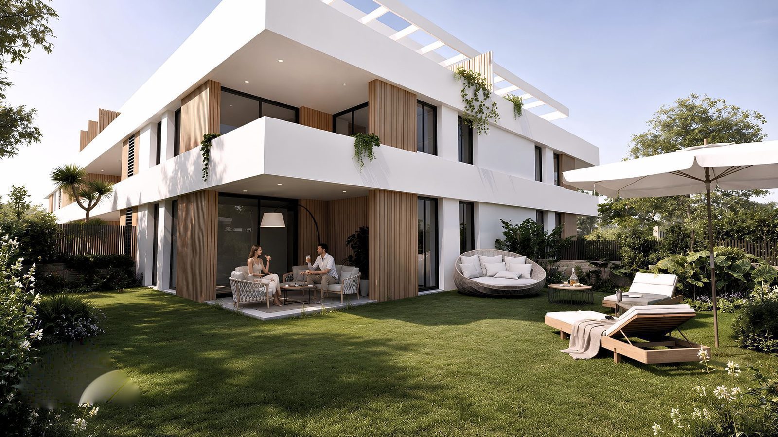 A garden view of a 2-bedroom apartment in Jávea - The Estates