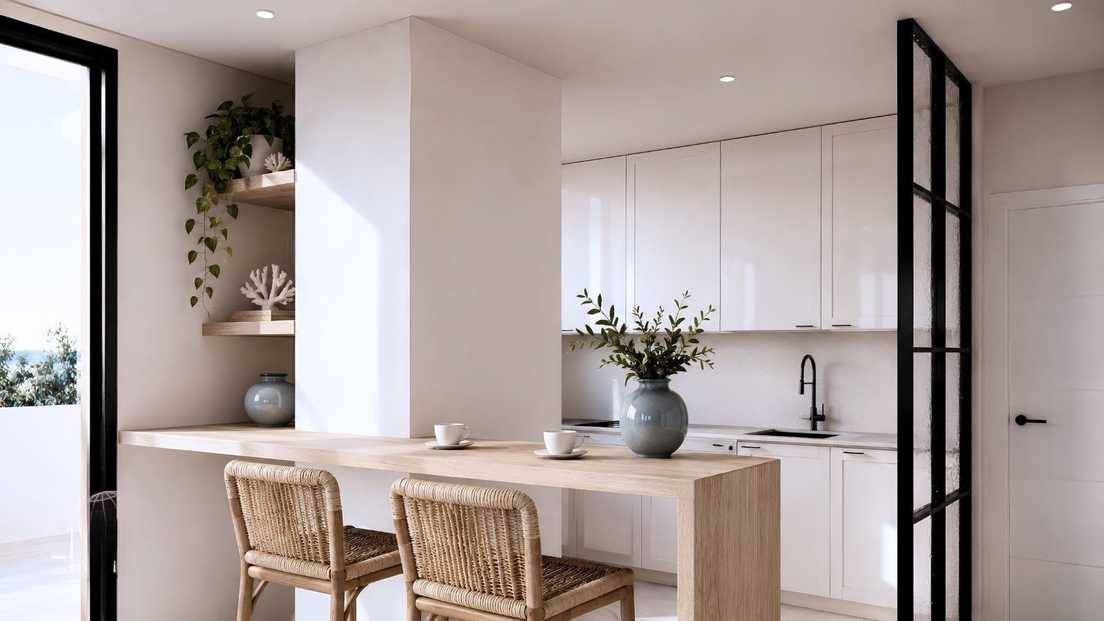 Modern kitchen area of a 2-bedroom apartment in Jávea - The Estates