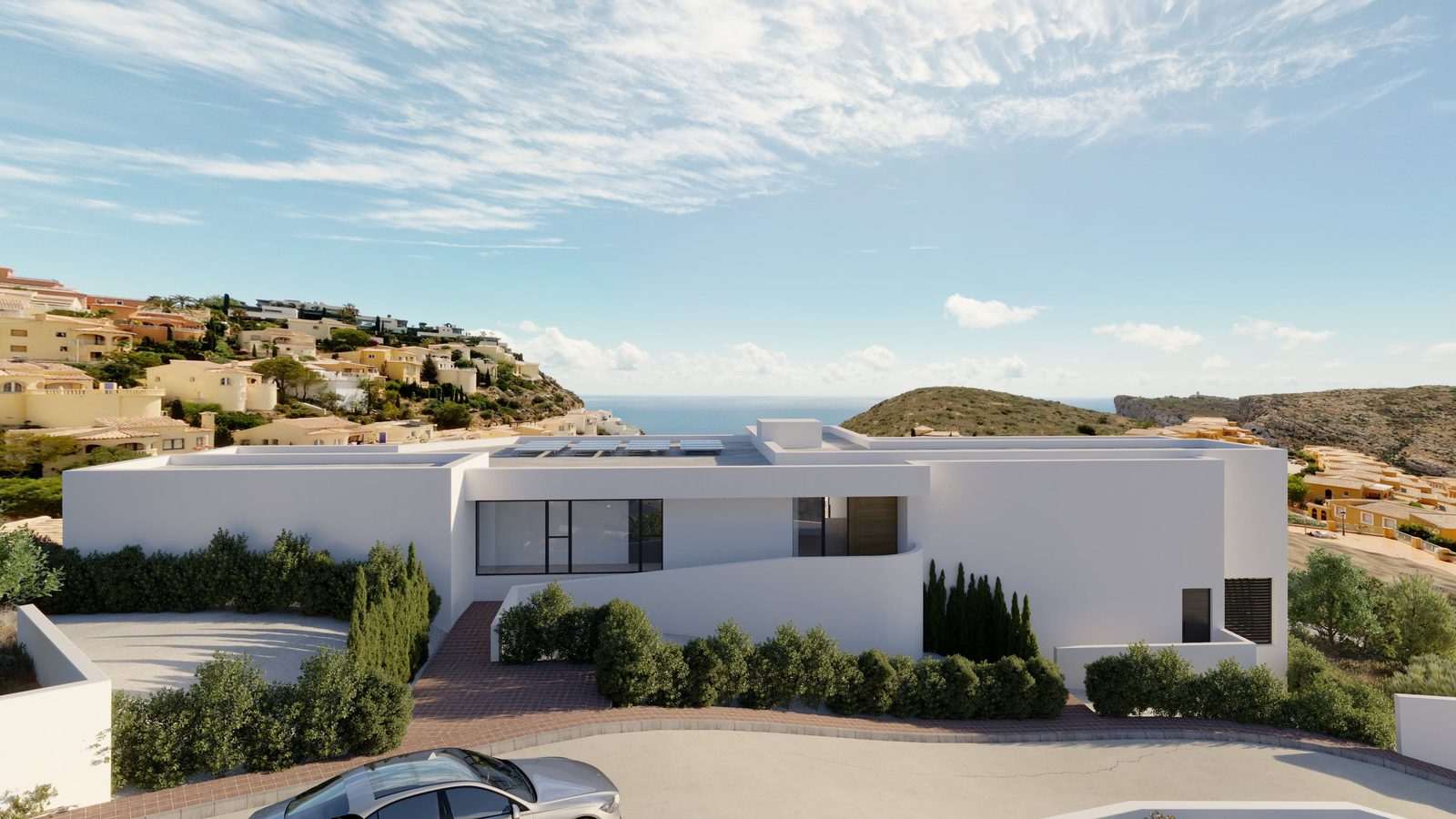 Exterior view of a modern 3-bedroom apartment in Benitachell - The Estates