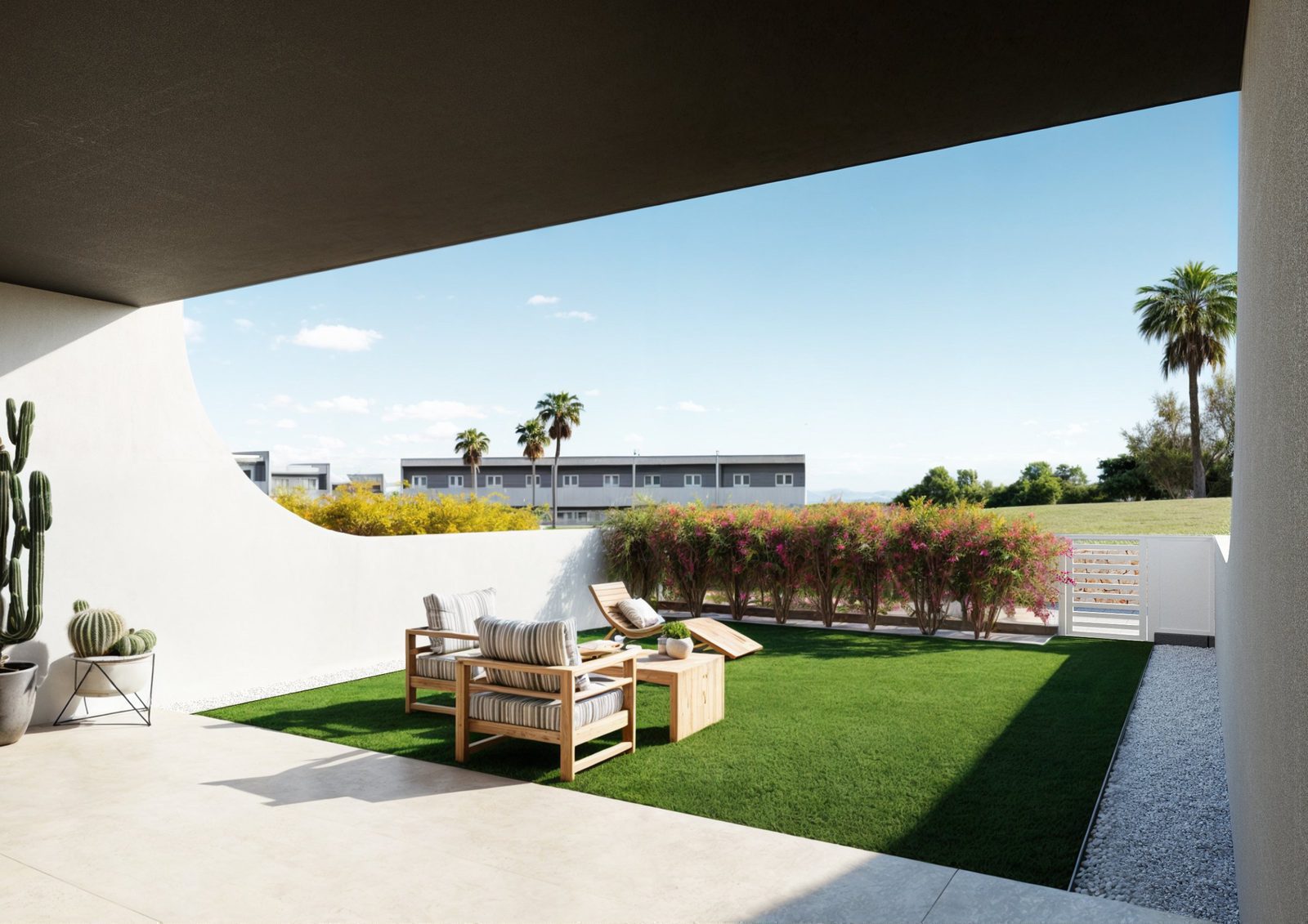 A garden view from a 3-bedroom townhouse in Finestrat - The Estates
