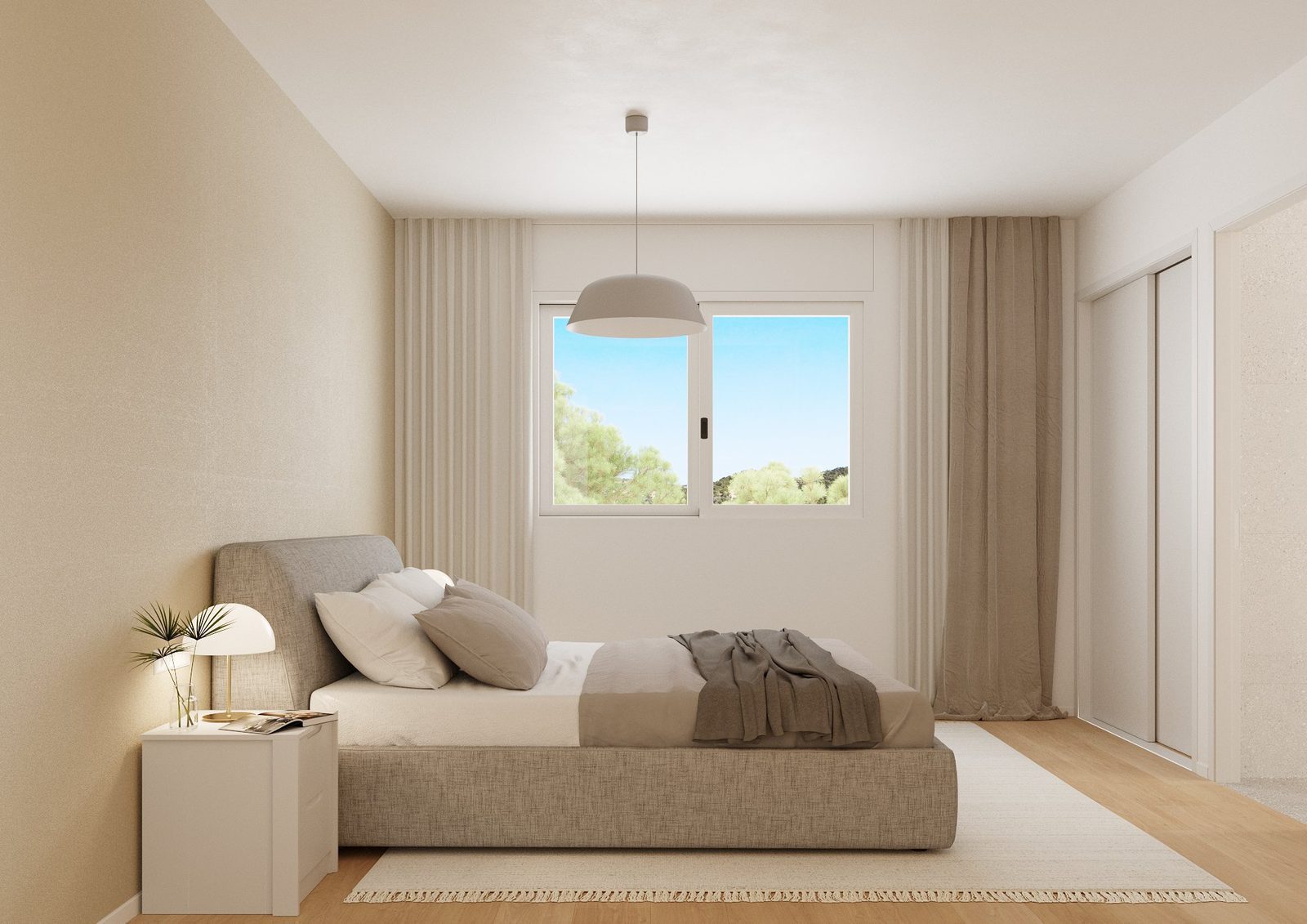 A bright bedroom with garden views in a 3-bedroom townhouse in Finestrat - The Estates
