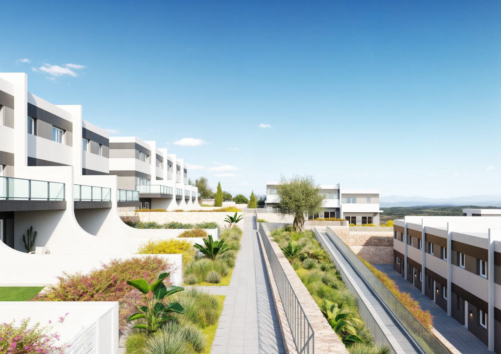 Exterior view of a 3-bedroom townhouse with a garden in Balcón de Finestrat - The Estates