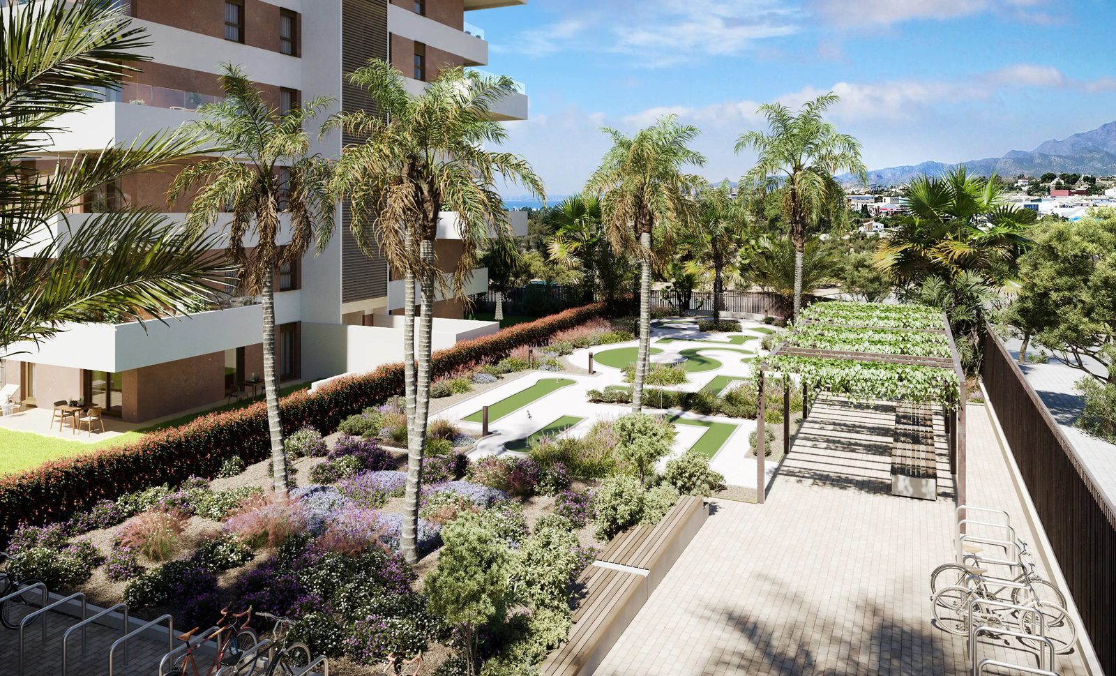 A lush garden and sea view from a 4-bedroom penthouse in Villajoyosa - The Estates