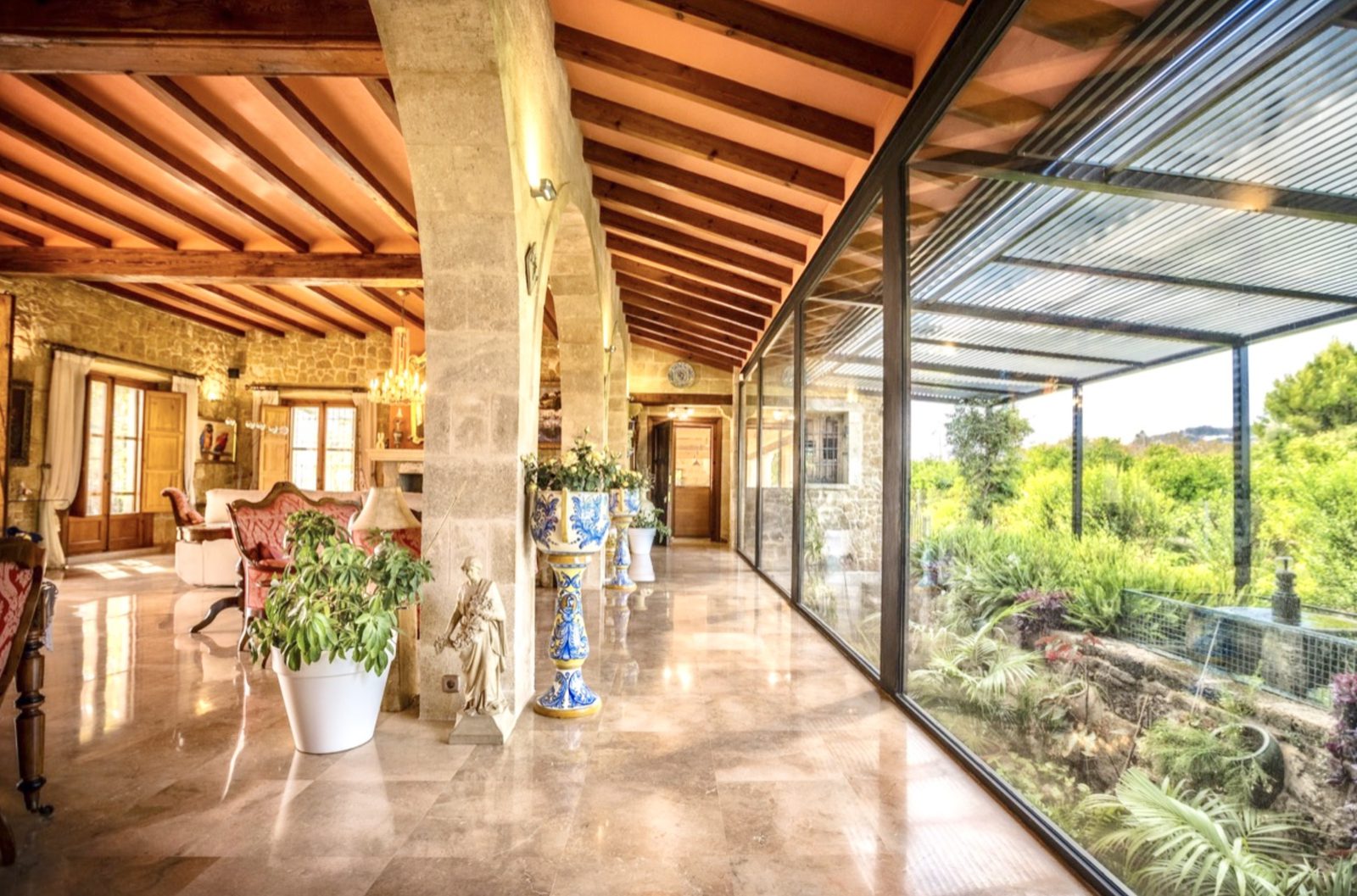 Elegant living room with stunning views of the countryside in a 7-bedroom finca in Denia - The Estates