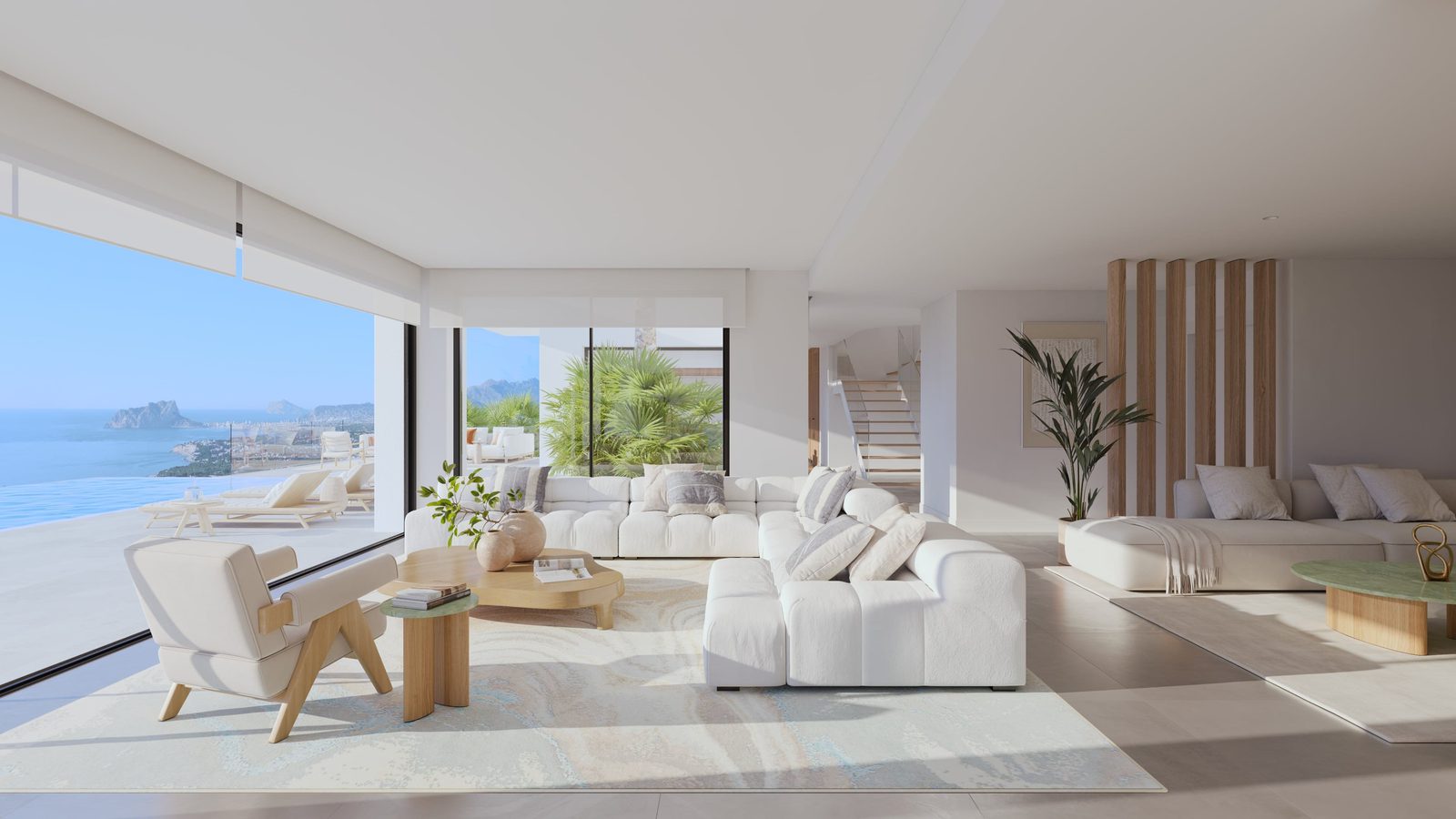 Bright living area with stunning sea and mountain views of a 4-bedroom villa in Benissa - The Estates