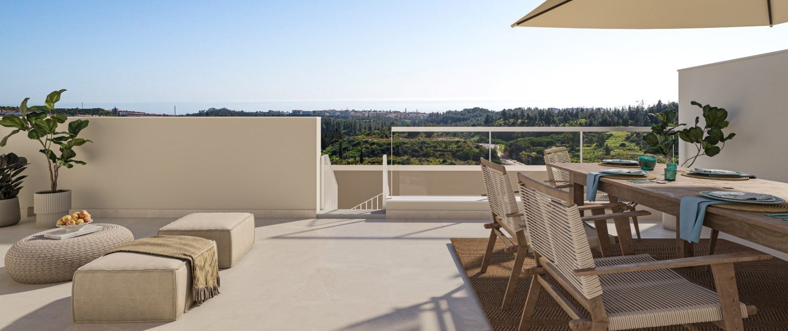 Furnished terrace with sea views of a