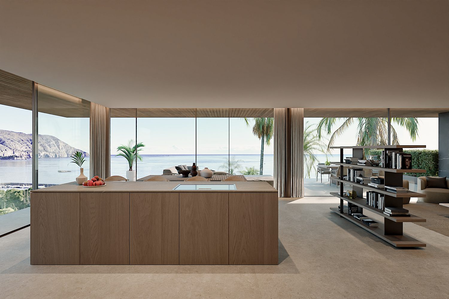 Stylish living room with stunning sea views inside a 3-bedroom penthouse in Altea - The Estates
