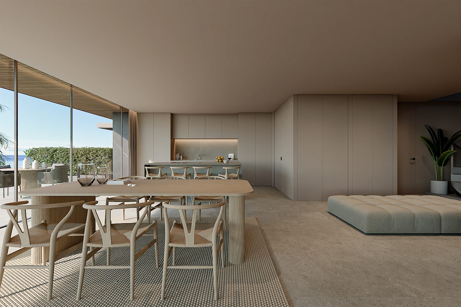 Stylish dining and living area with sea views in a 3-bedroom penthouse in Altea - The Estates
